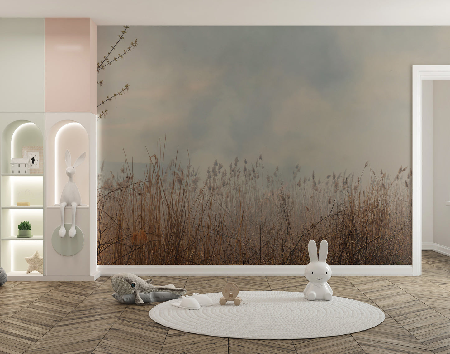 Whispering willow reeds mural for serene and nature-inspired walls.
