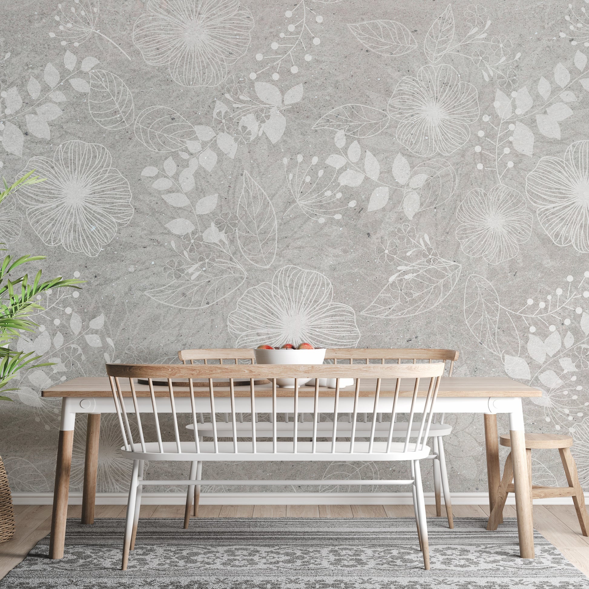 White flower wallpaper mural for serene ambiance
