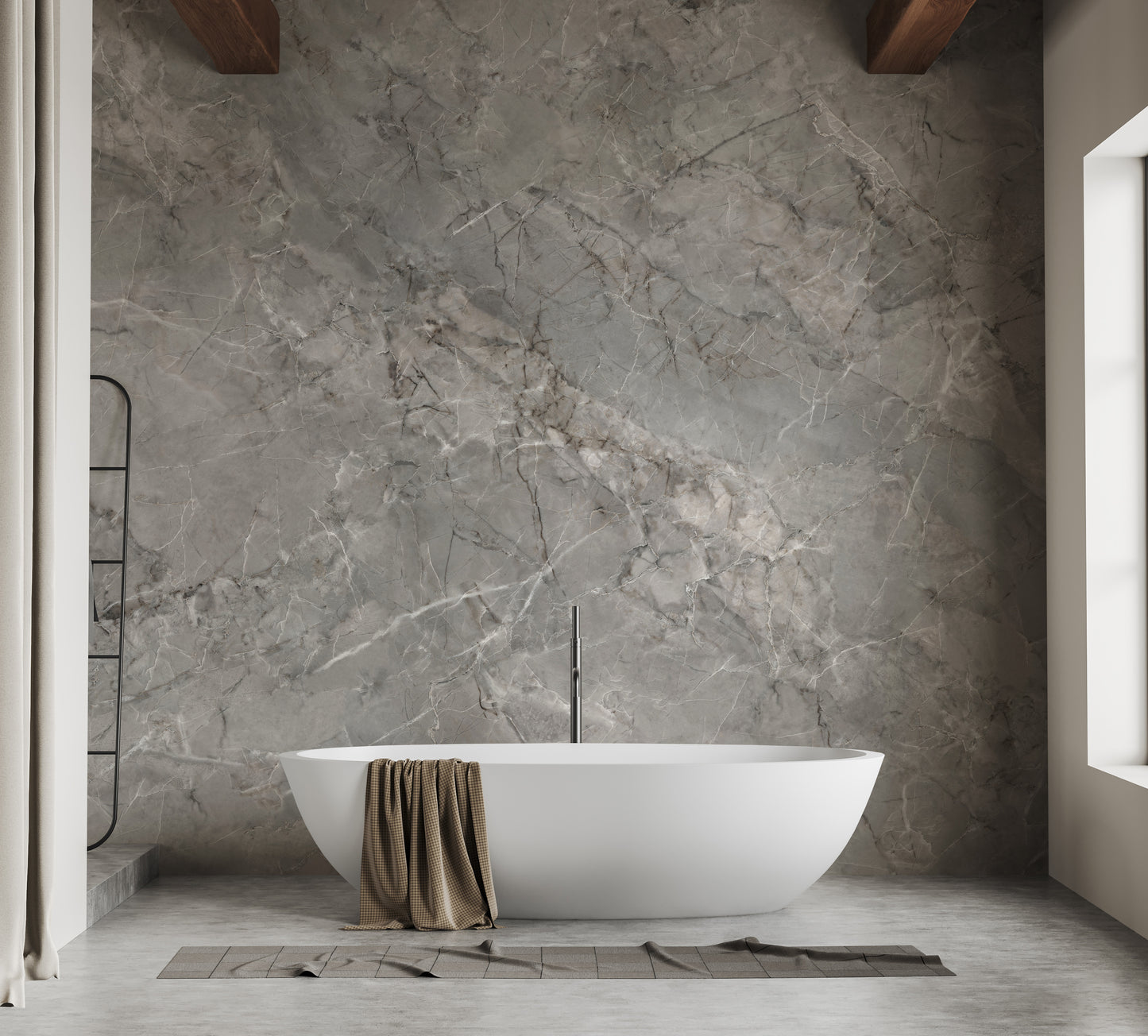 Smoky marble veil design mural for stylish ambiance
