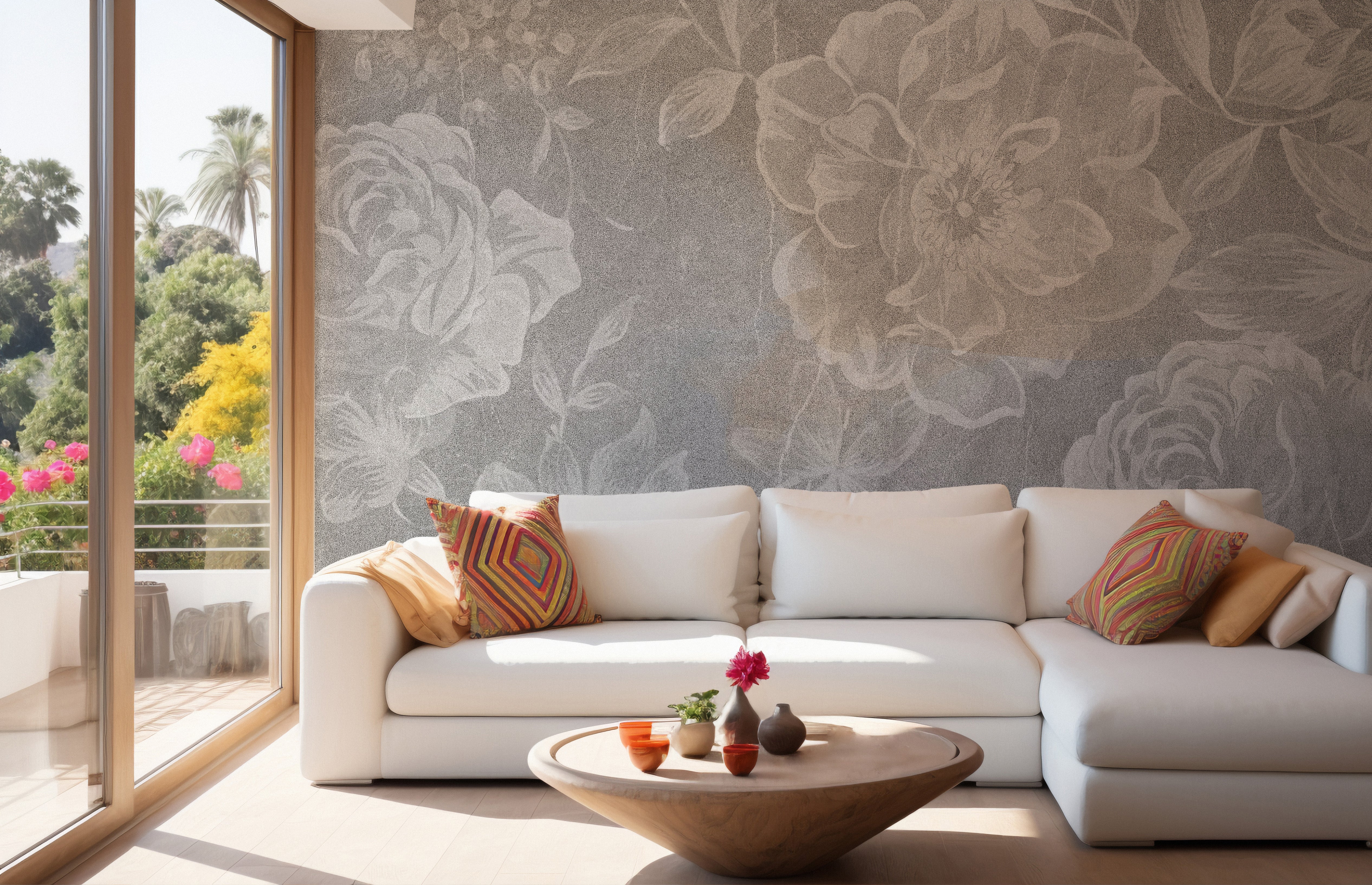 Faded floral delight mural for modern home decor
