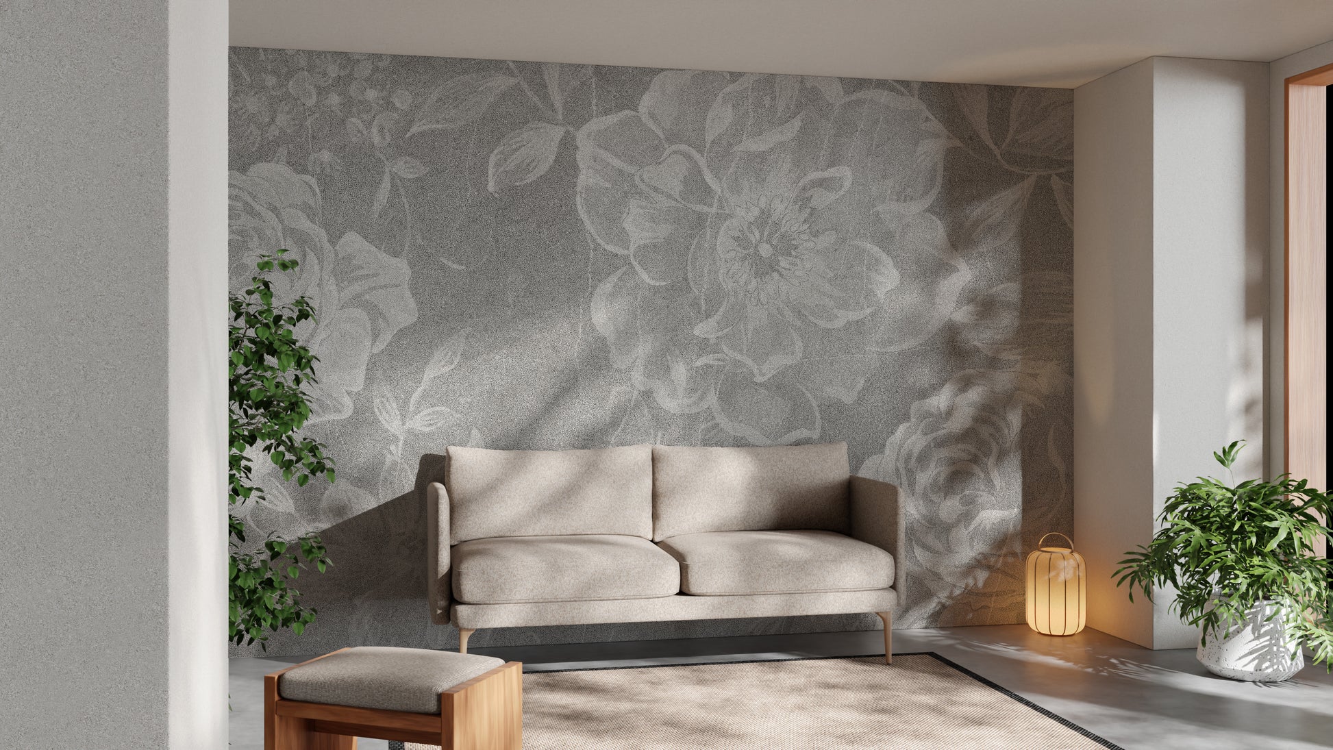 Sophisticated white floral wallpaper for chic spaces
