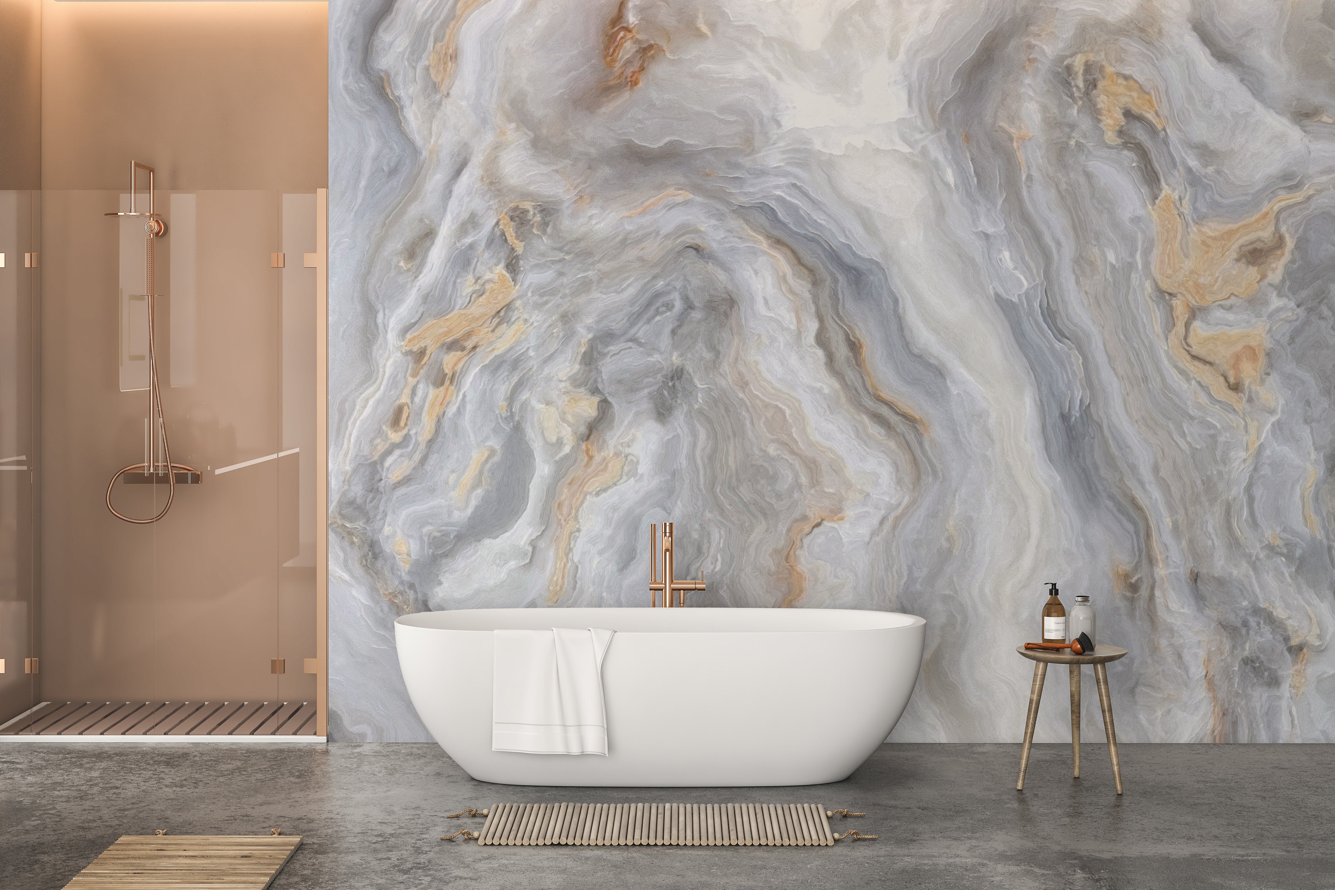 Artistic gray swirls mural for refined wall decor
