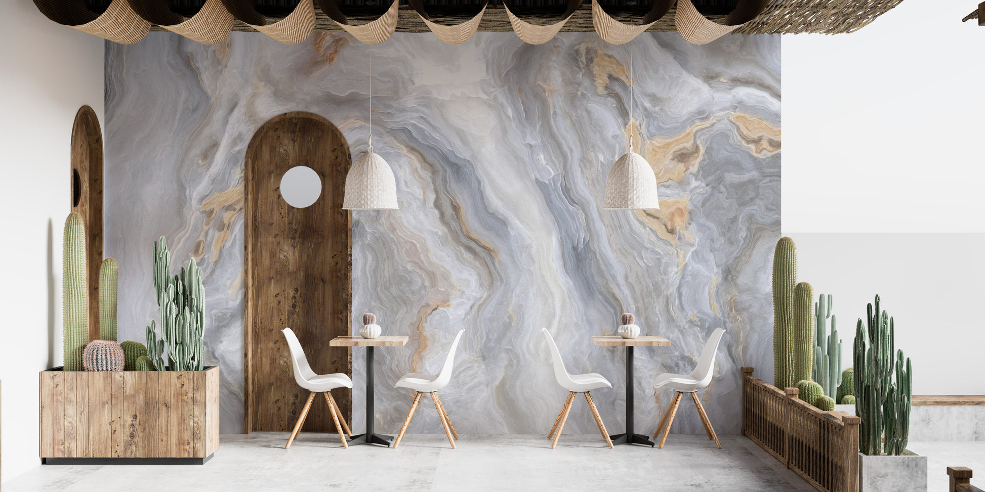 Subtle gray swirl mural for contemporary aesthetics
