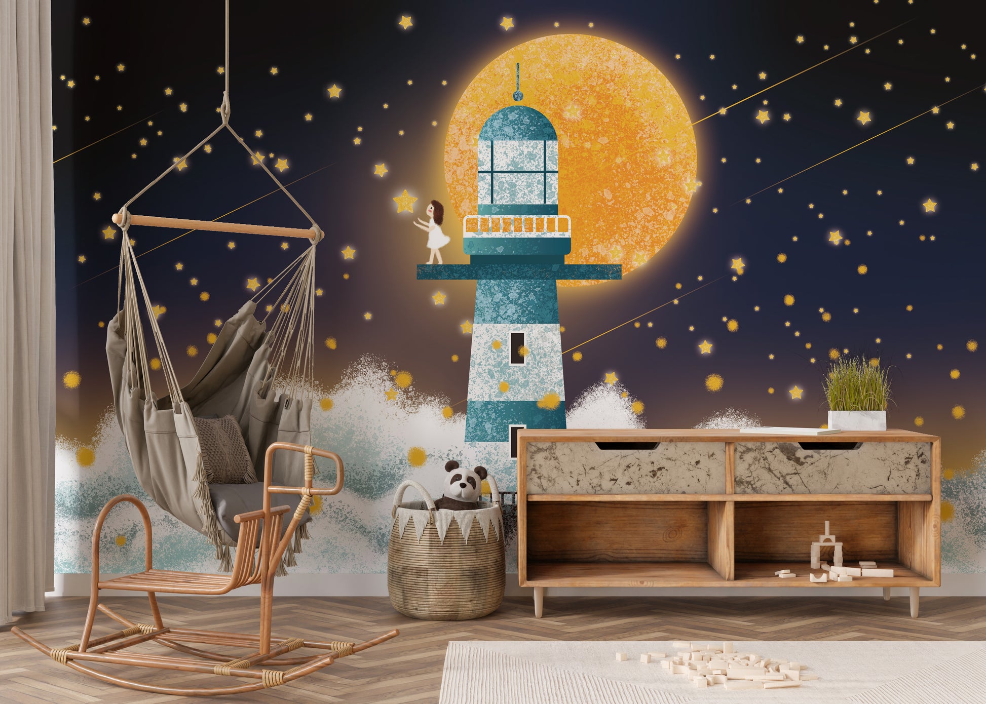 Dreamy moonlit wallpaper for refined wall decor
