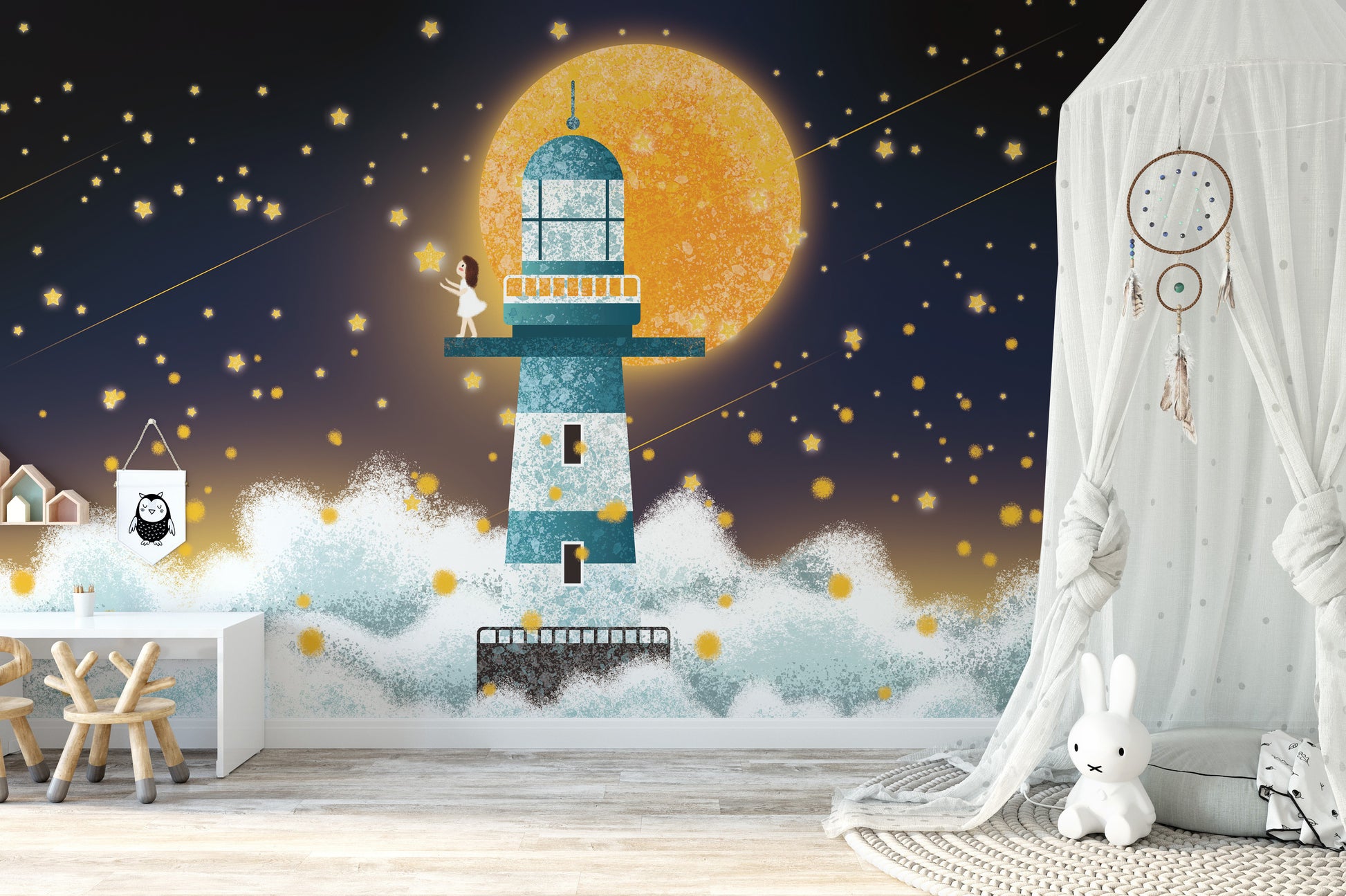 Mystical moonlight wallpaper mural for modern charm
