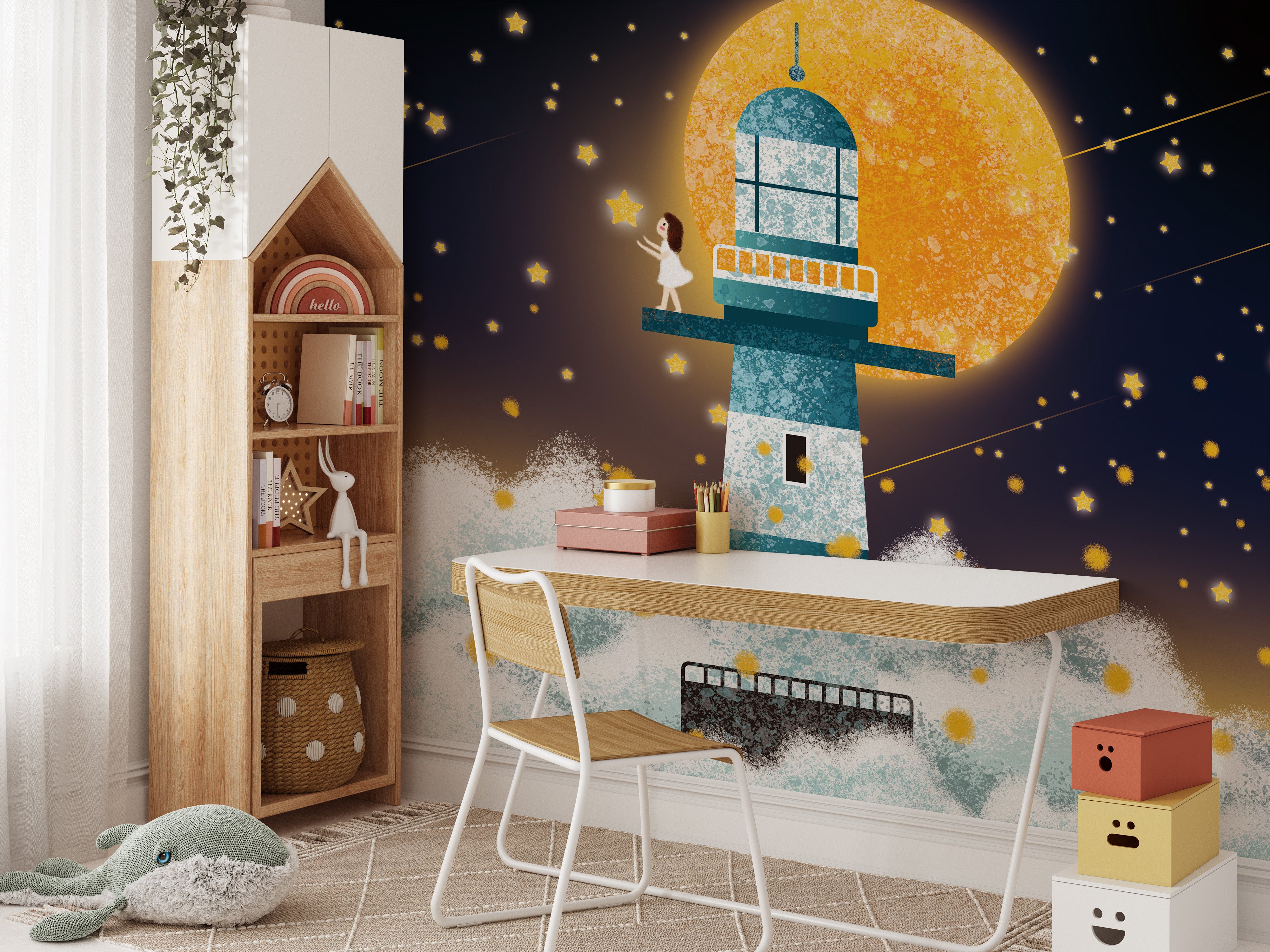 Enchanting mystical moonlit mural for serene walls
