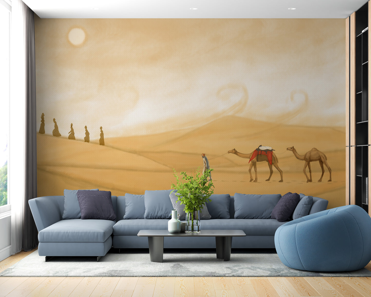 Mystical desert wallpaper for urban home aesthetics
