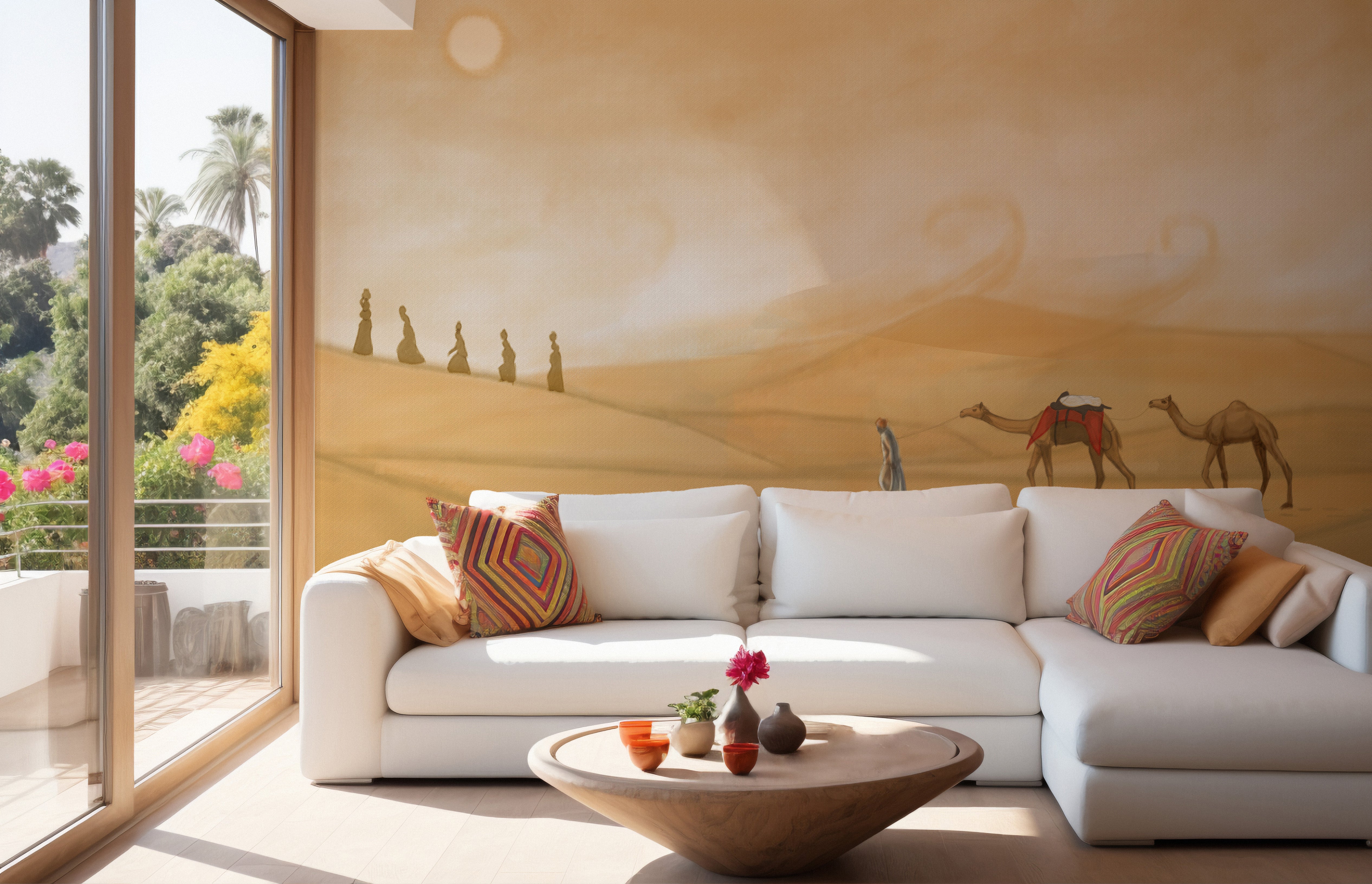 Mystical desert wall mural for modern urban spaces
