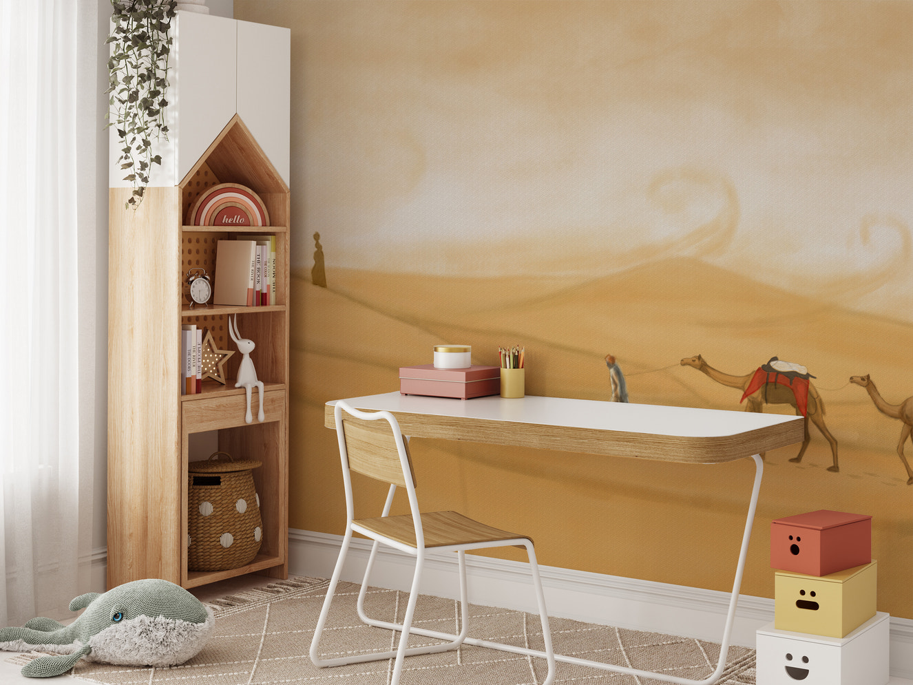 Urban desert journey mural for stylish interiors
