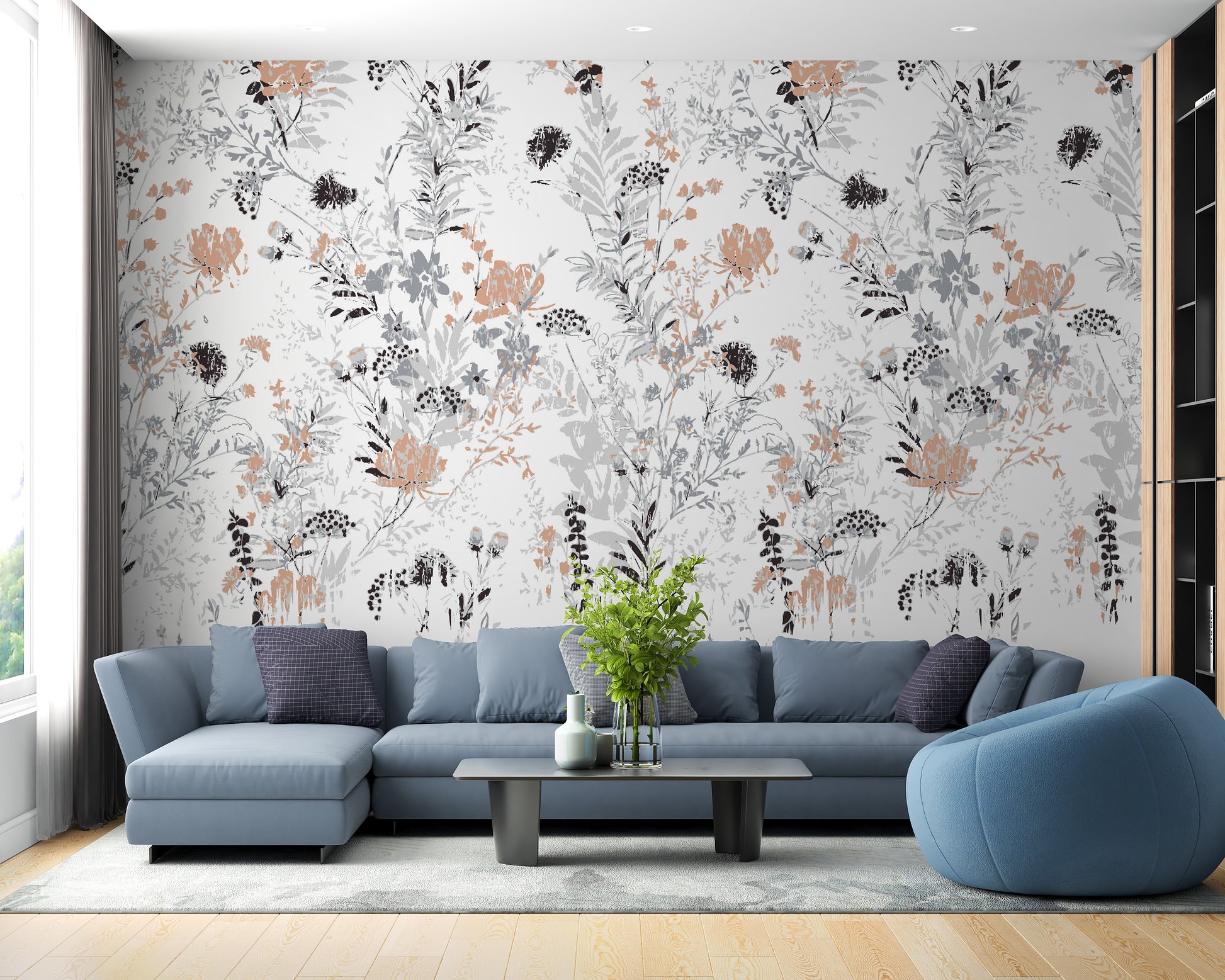 Elegant vintage leaf mural for timeless wall decor.
