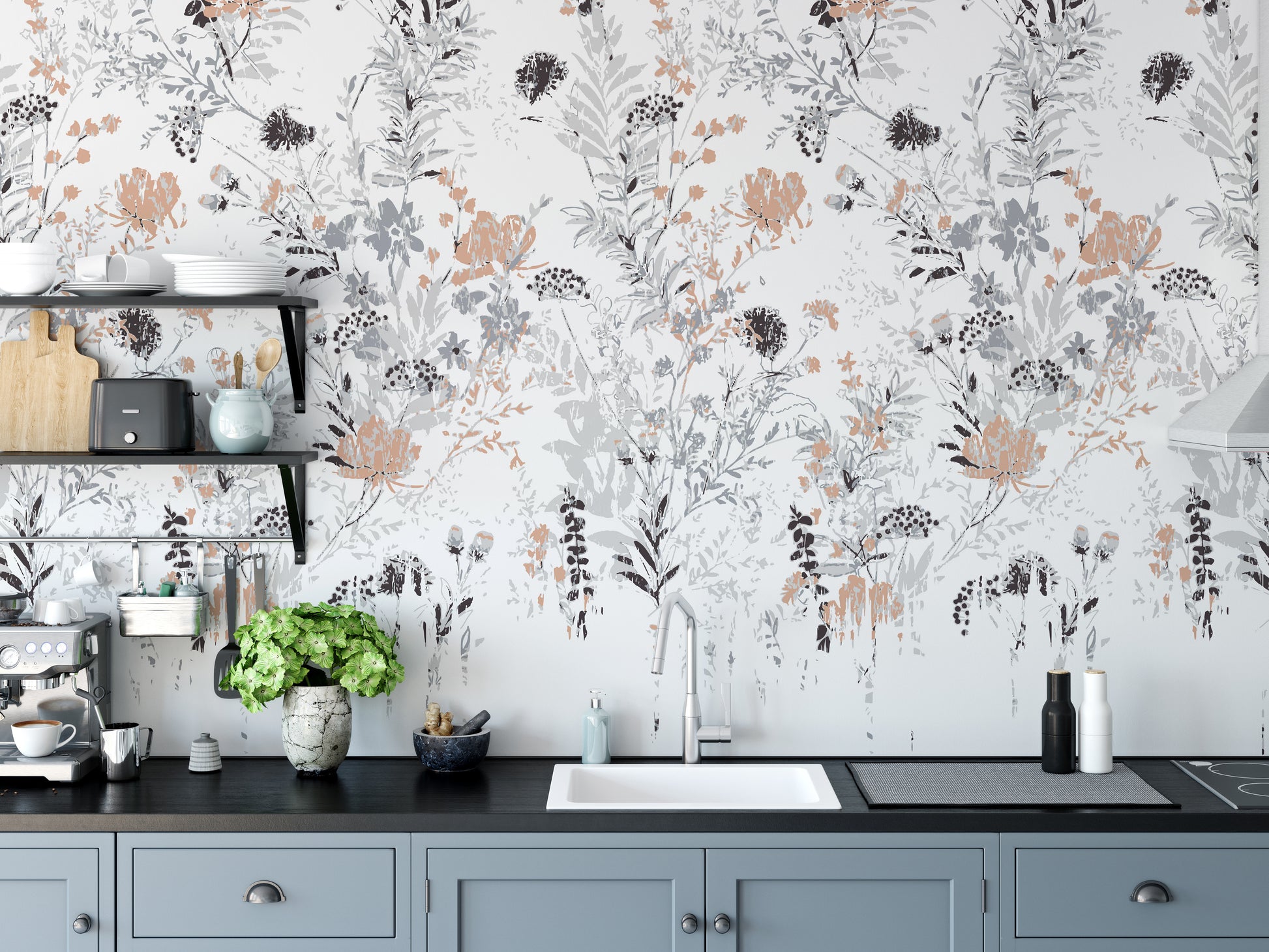 Classic vintage leaf mural perfect for elegant interiors.
