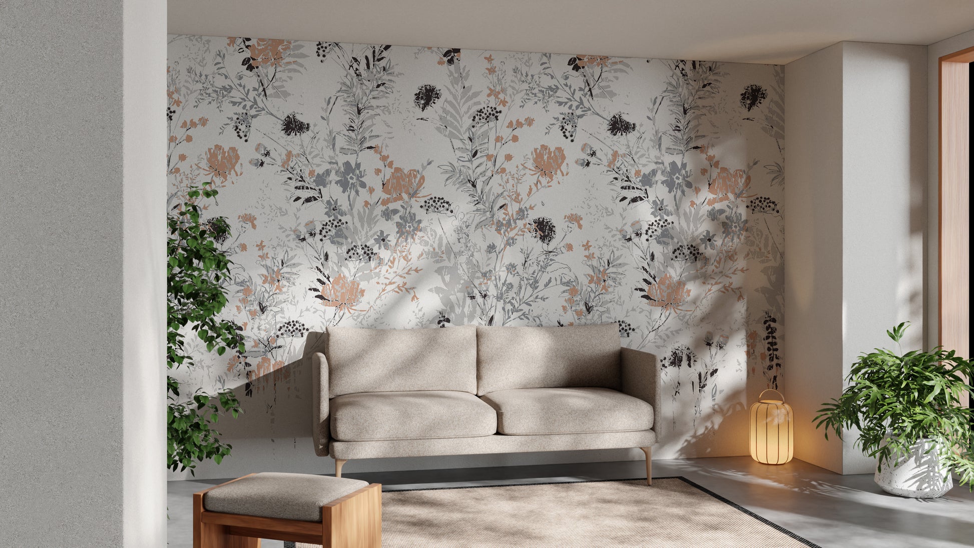 Sophisticated wallpaper showcasing vintage leaf designs.
