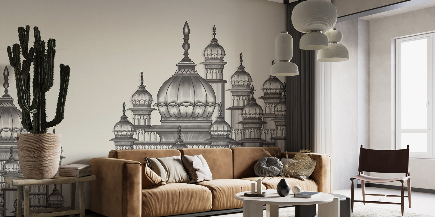 Wall mural depicting the opulence and splendor of the Mughals.
