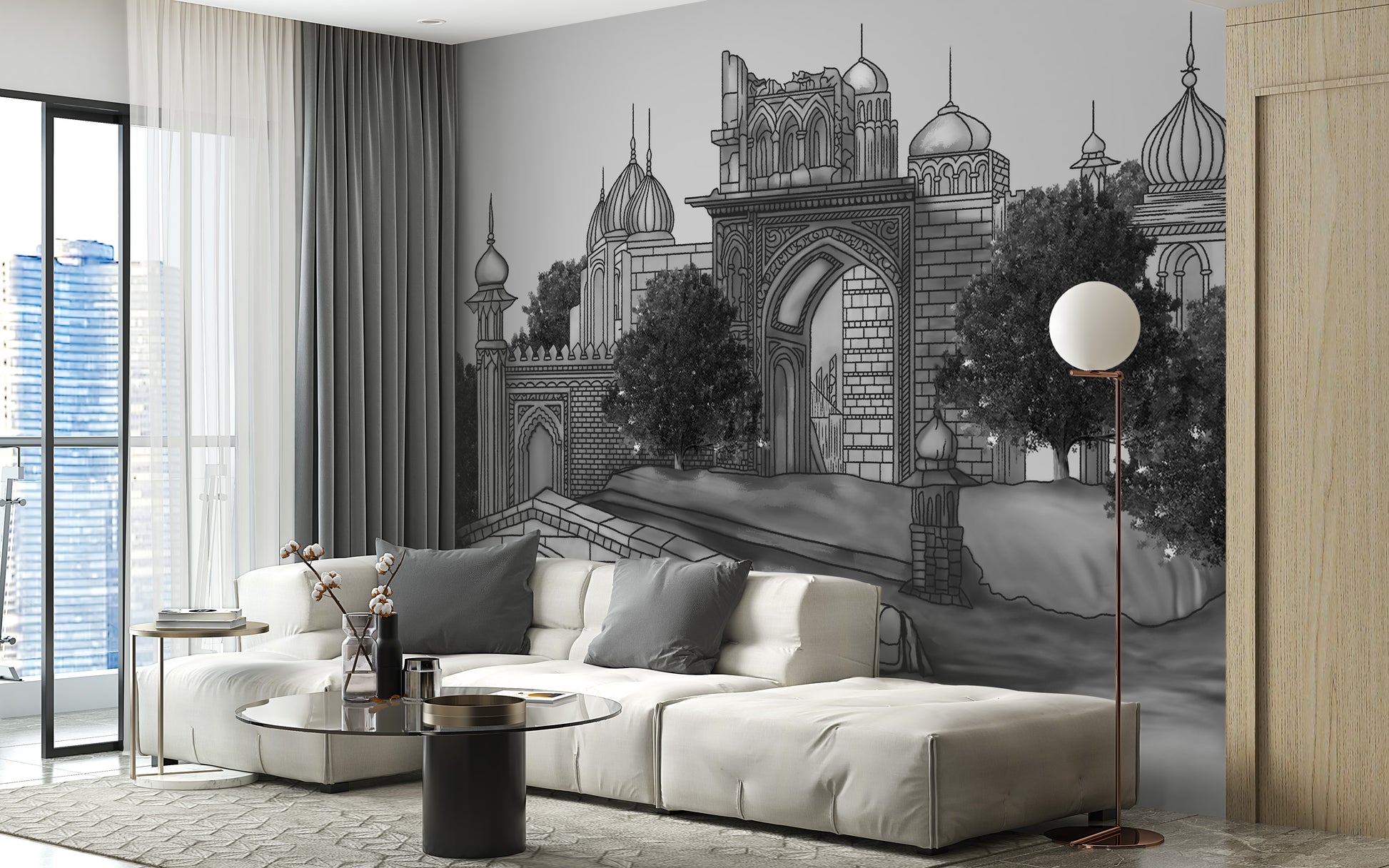 Royal Mughal mural for elegant and heritage-inspired interiors.