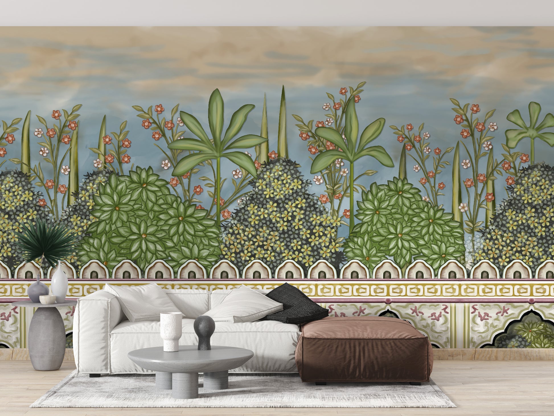 Exquisite Mughal garden wallpaper mural for timeless decor.
