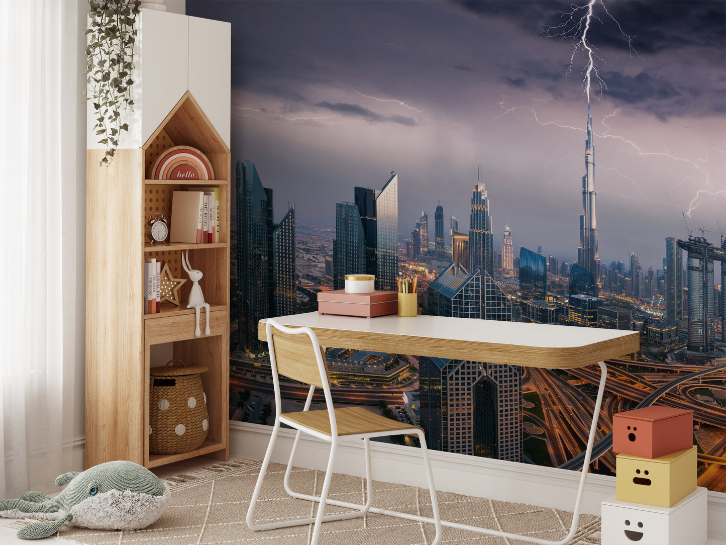 Skyscrapers of Dubai mural for modern wall decor.
