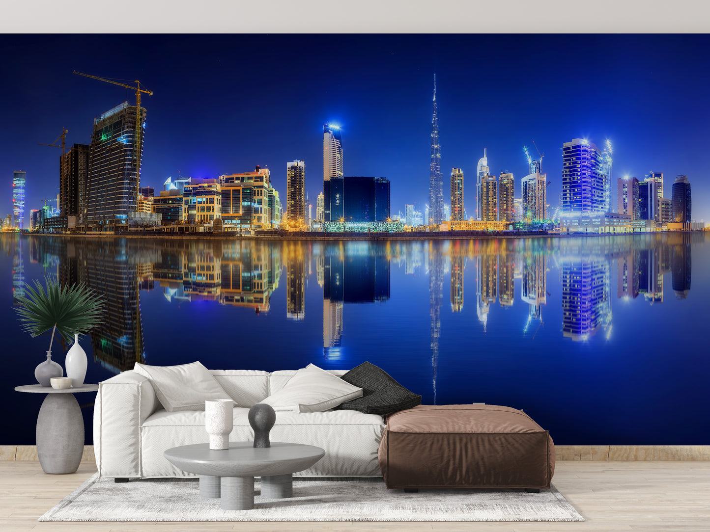 Dubai cityscape mural featuring stunning architectural views.