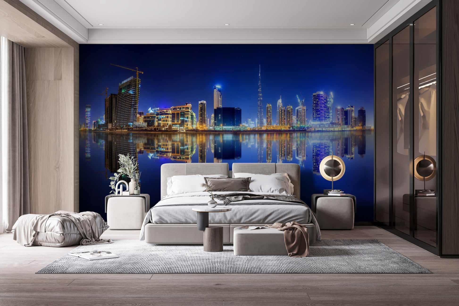 Dubai cityscape mural capturing the city's vibrant essence.