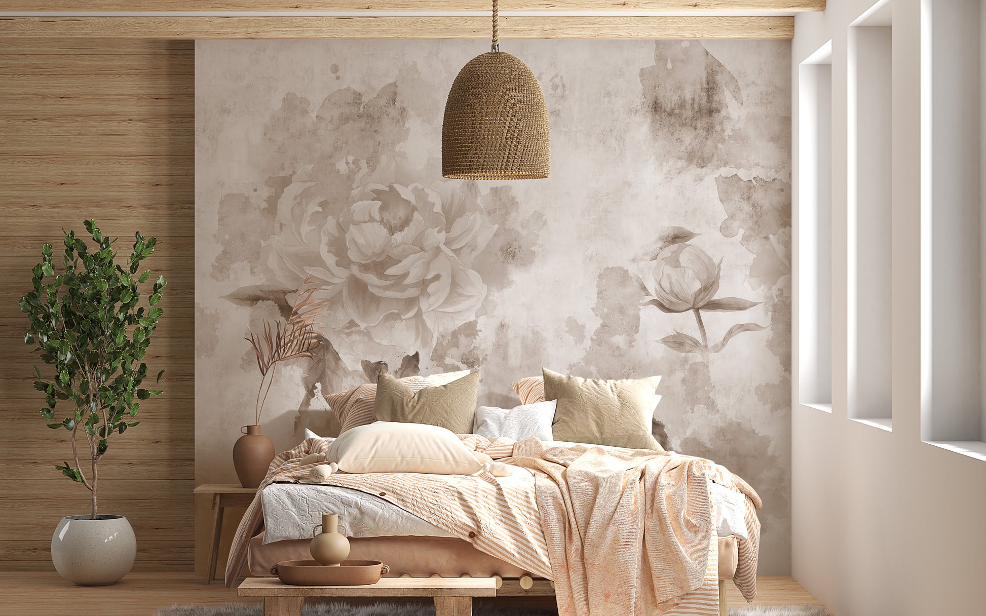 Wall mural showcasing antique floral charm and elegance.
