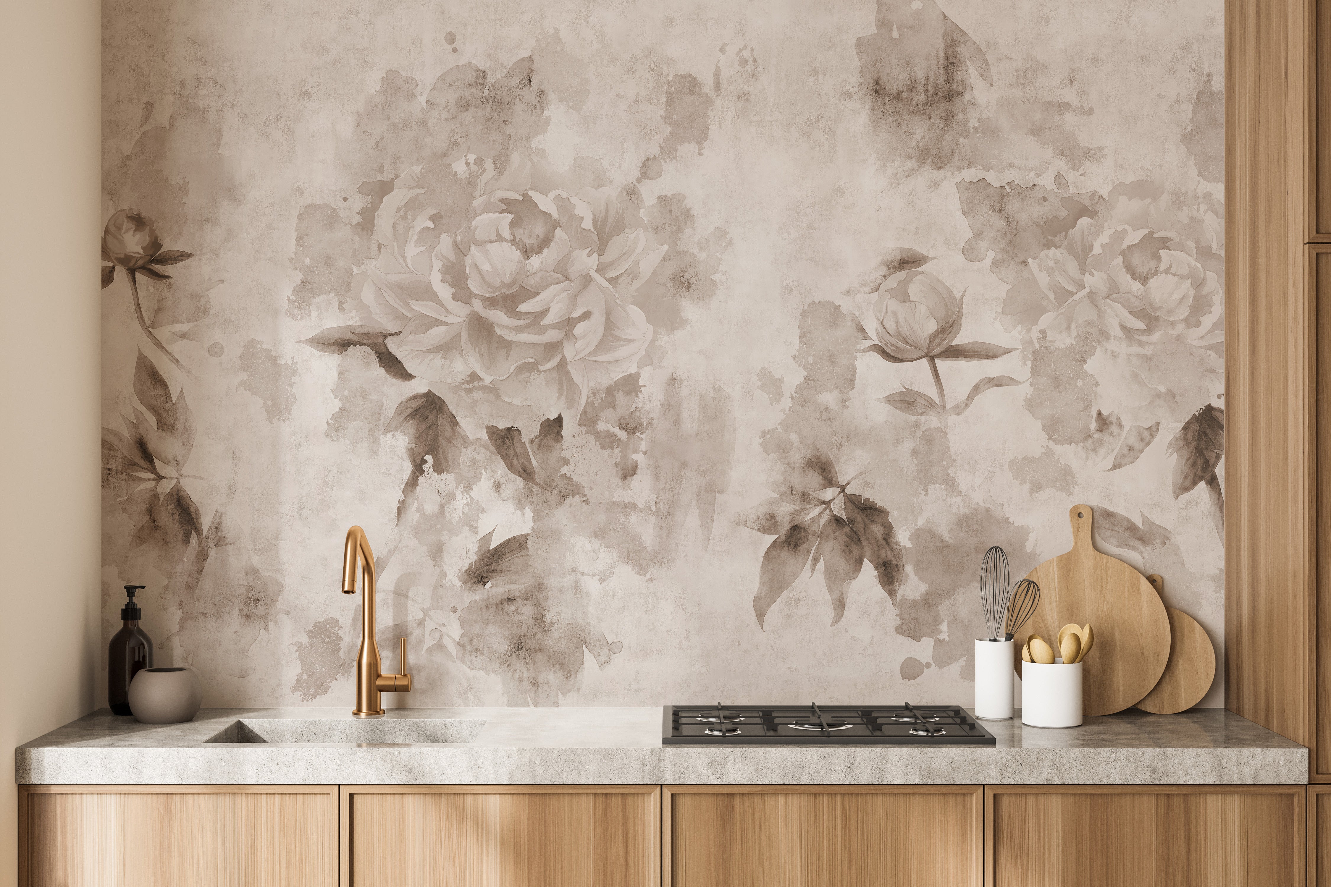 Floral wallpaper mural featuring antique charm and beauty.
