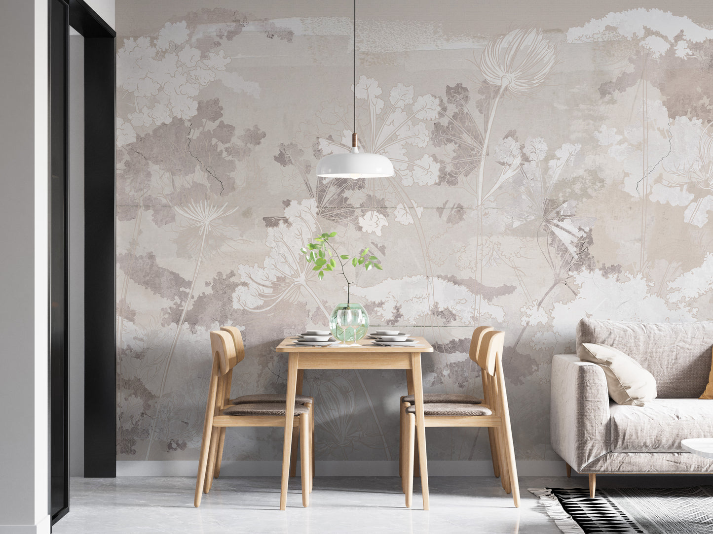 Grunge garden wallpaper mural with rustic floral charm.
