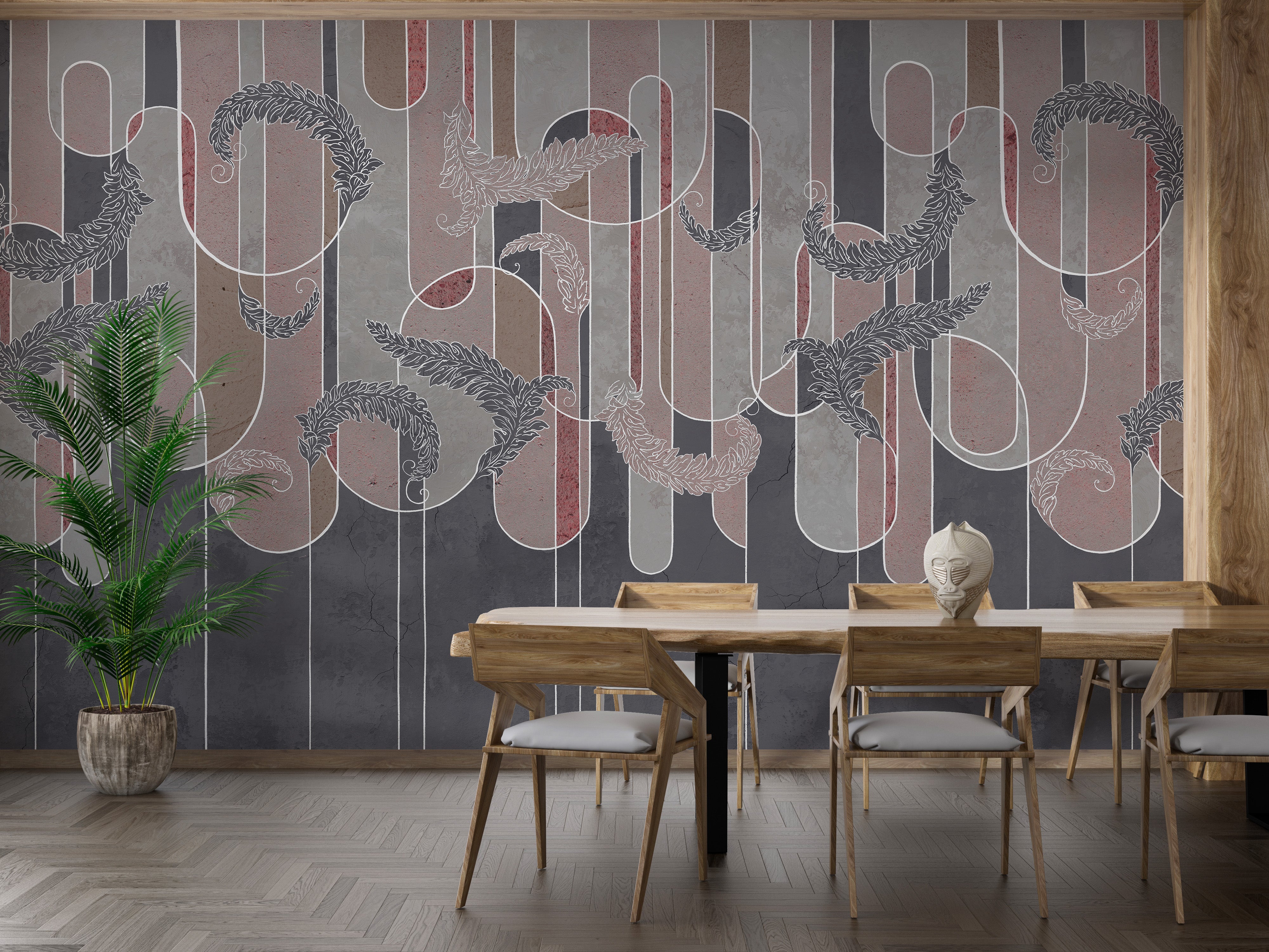 Gritty deco fusion wallpaper mural for striking home interiors.



