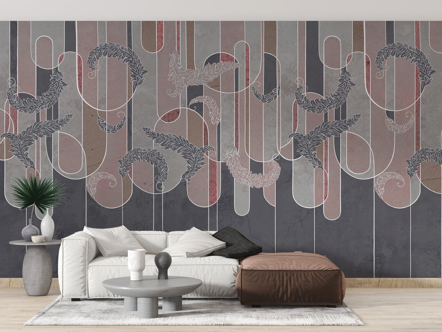 Wallpaper mural featuring gritty deco fusion for edgy interiors.
