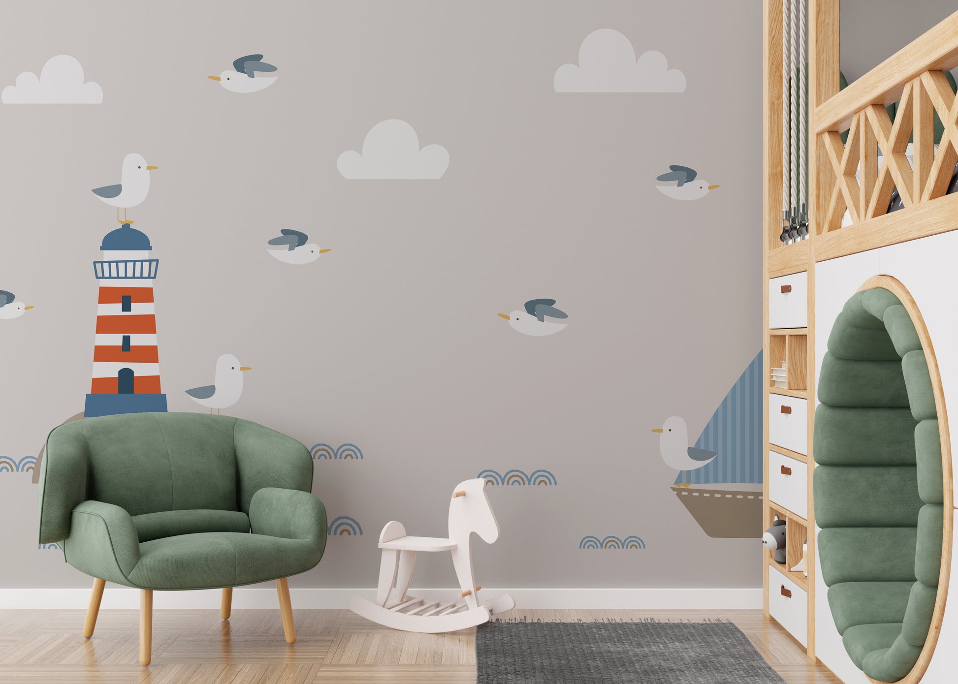 Swashbuckling sailors mural inspiring adventure in kids' decor.
