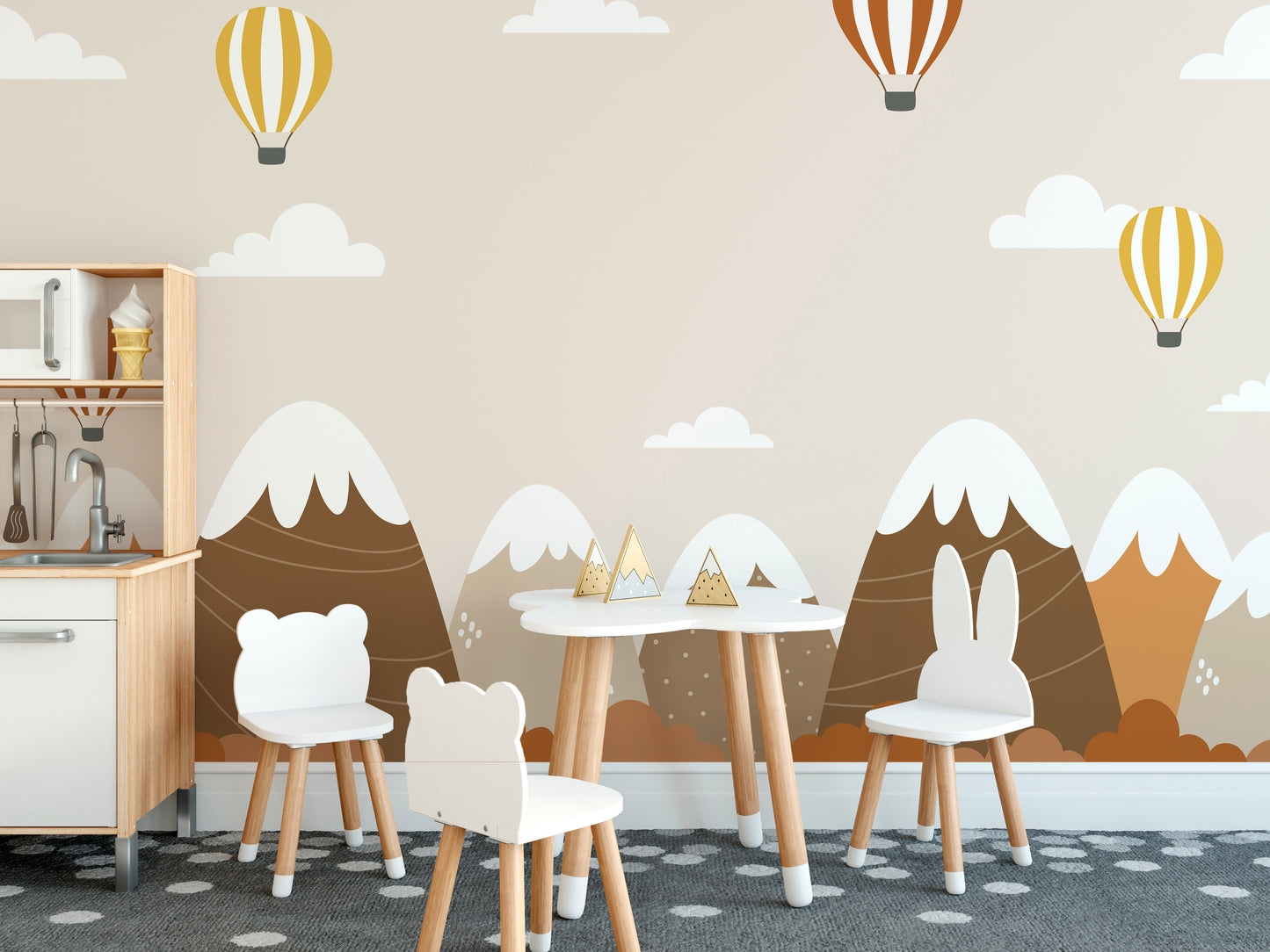 Autumn Landscape with Hot Air Balloons Wallpaper Murals