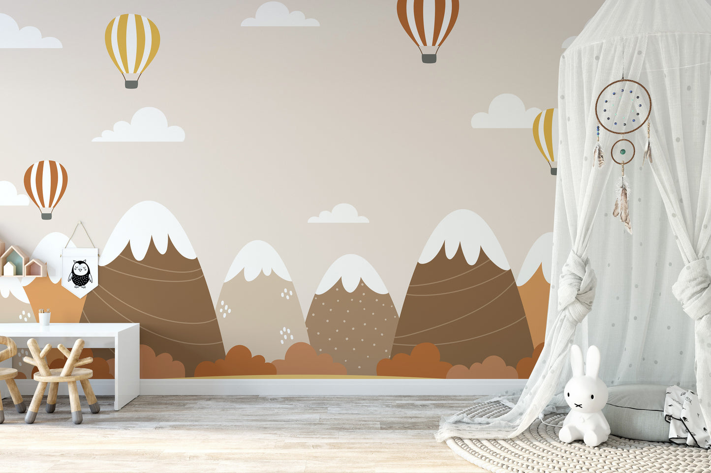 Autumn Landscape with Hot Air Balloons Wallpaper Murals