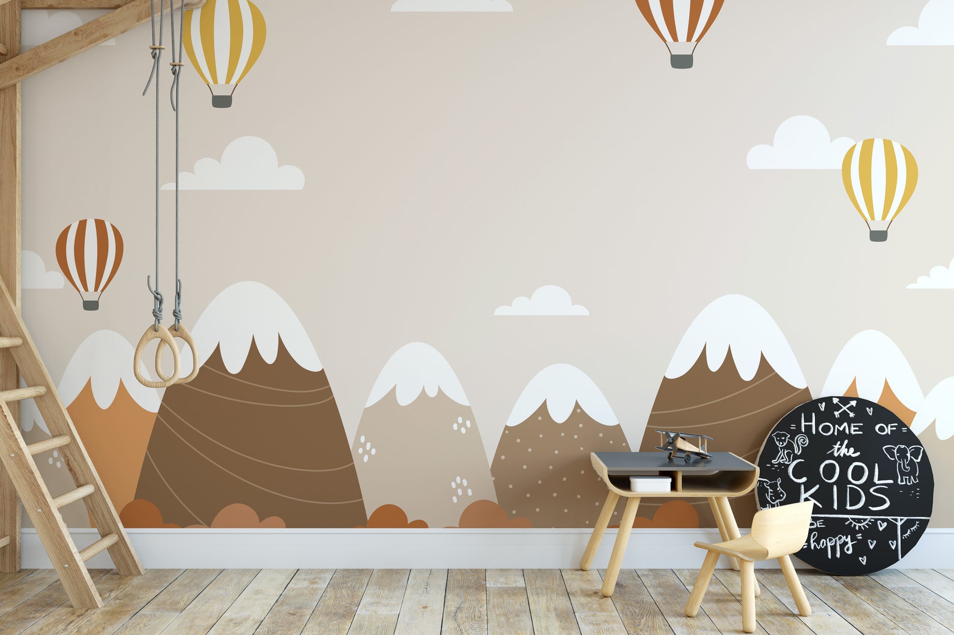 Hot air balloons mural with stunning autumn landscapes for walls.



