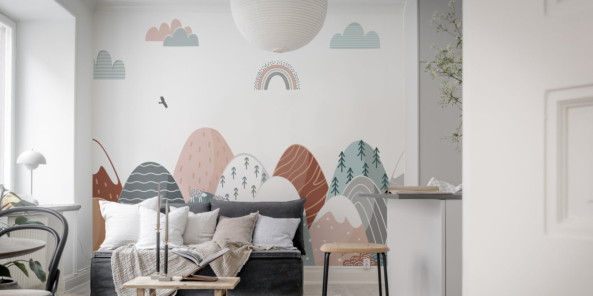 Bright climb mural for fun-filled and imaginative kids' spaces.
