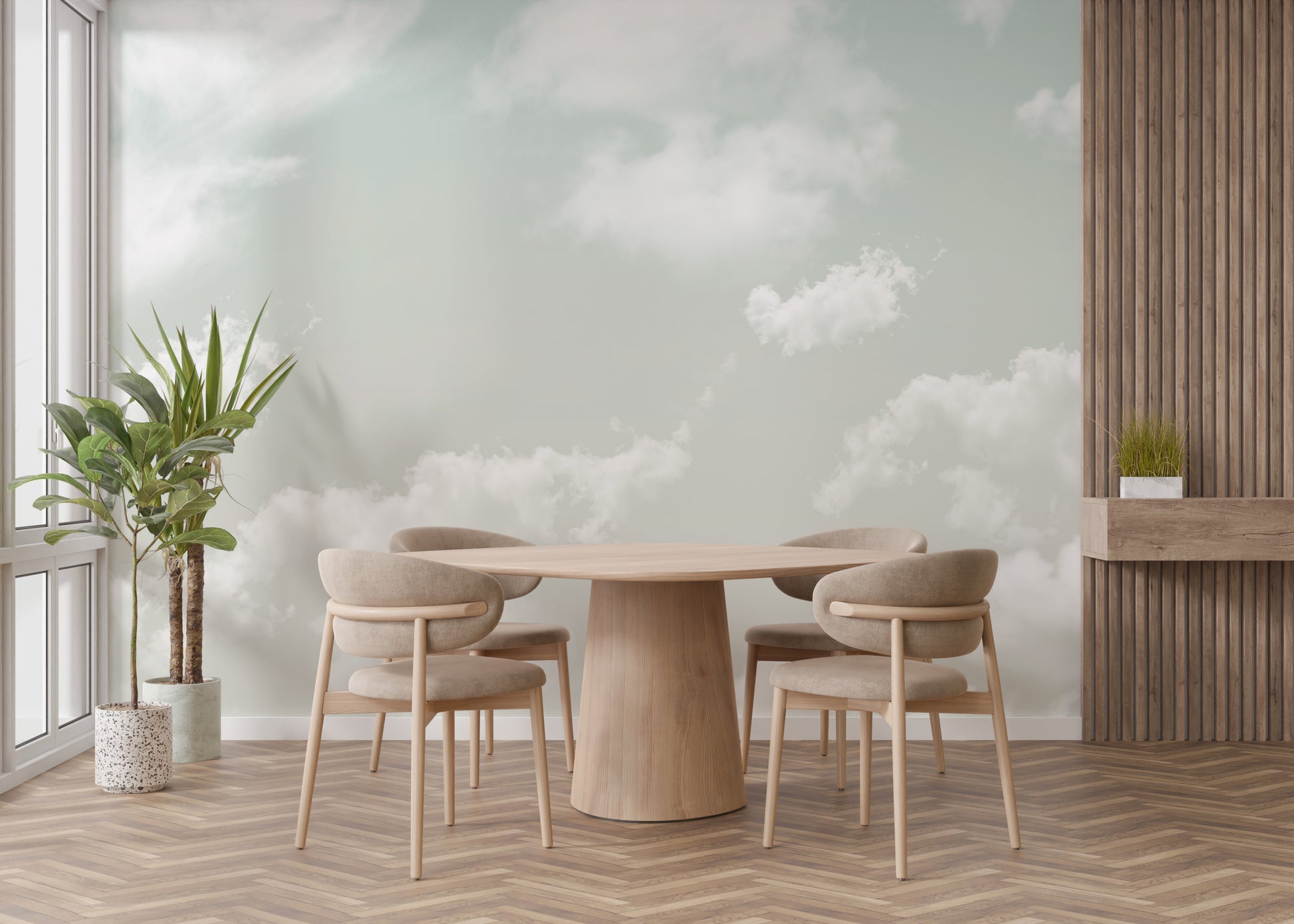 Heavenly horizons wall mural for a peaceful and airy vibe.



