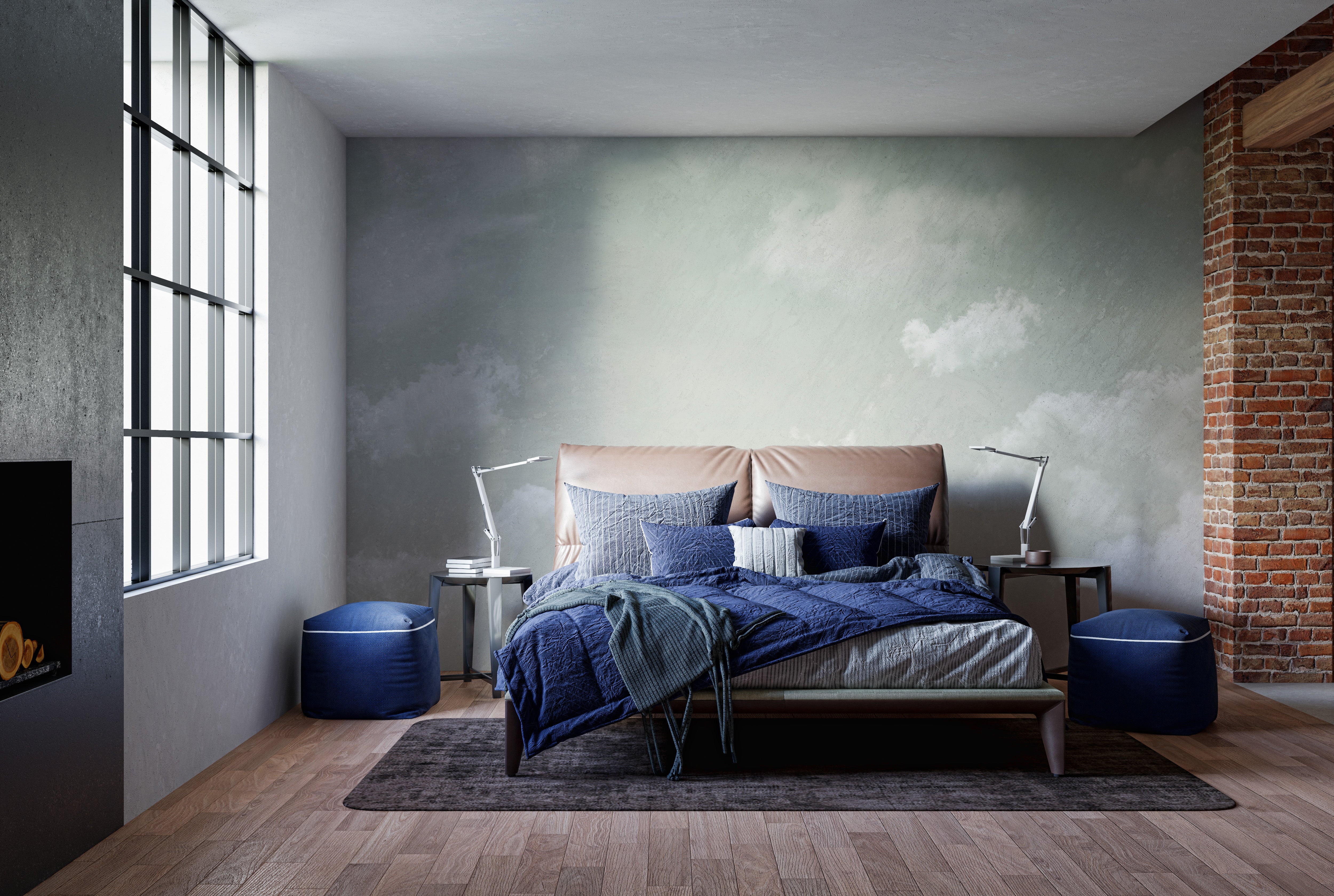 Artistic mural of heavenly horizons for tranquil interiors.
