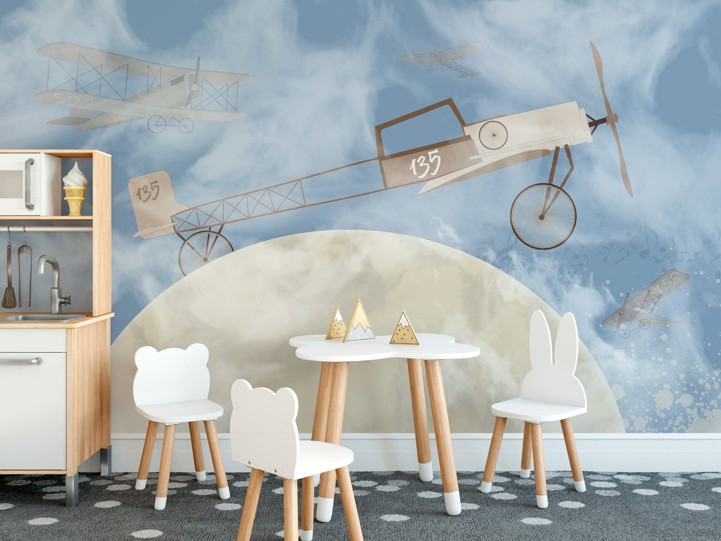 Artistic celestial expedition mural for imaginative interiors.
