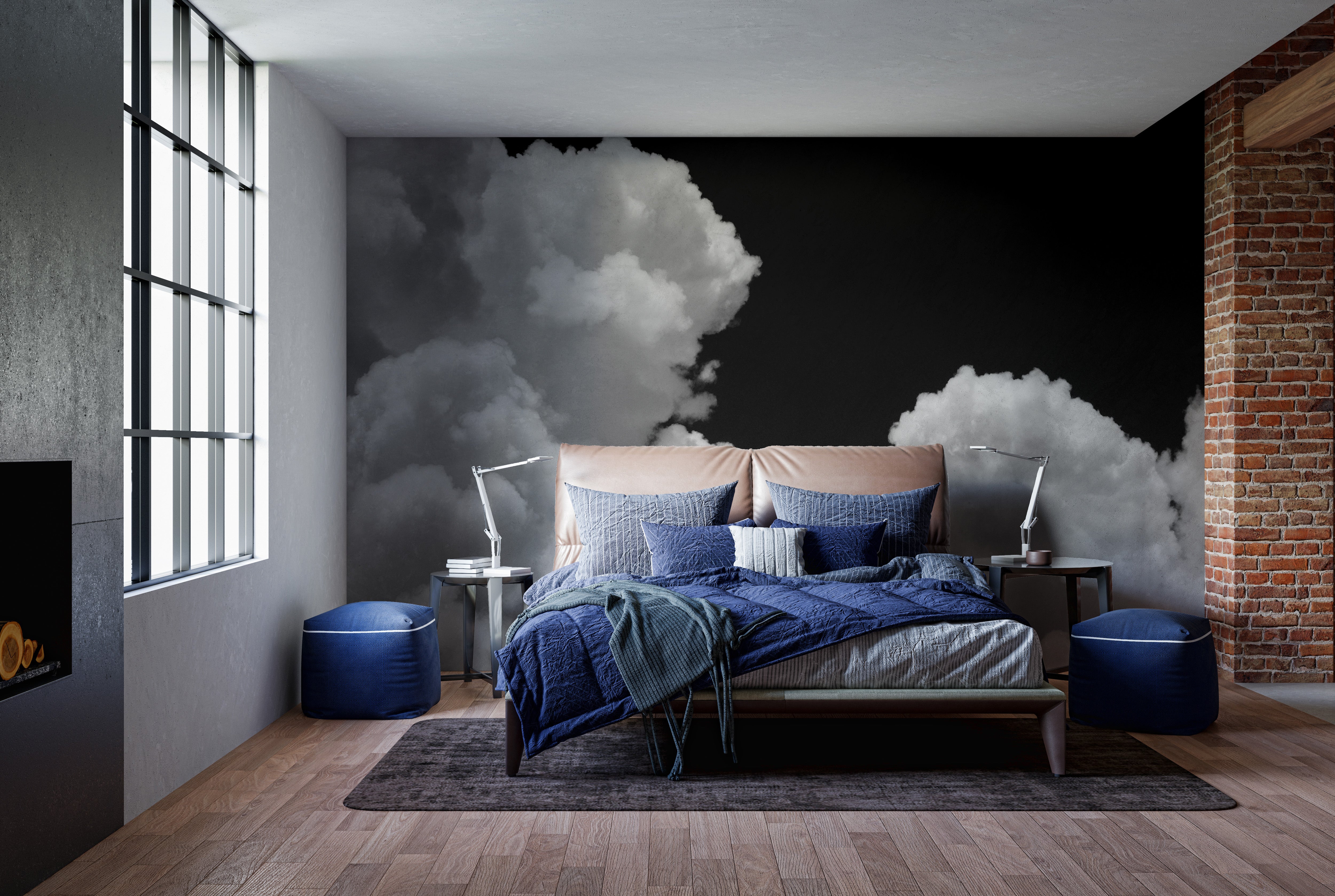 Space-inspired cloudscape mural for bold and elegant wall decor.
