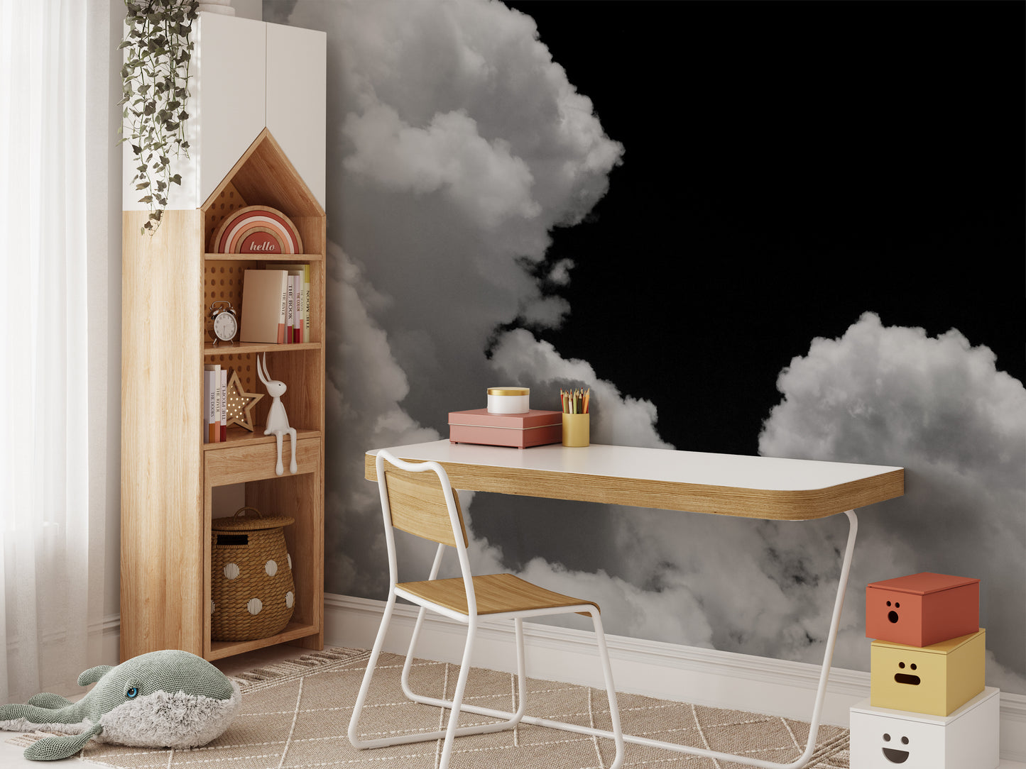 Galactic cloudscape wallpaper mural for serene space-inspired decor.
