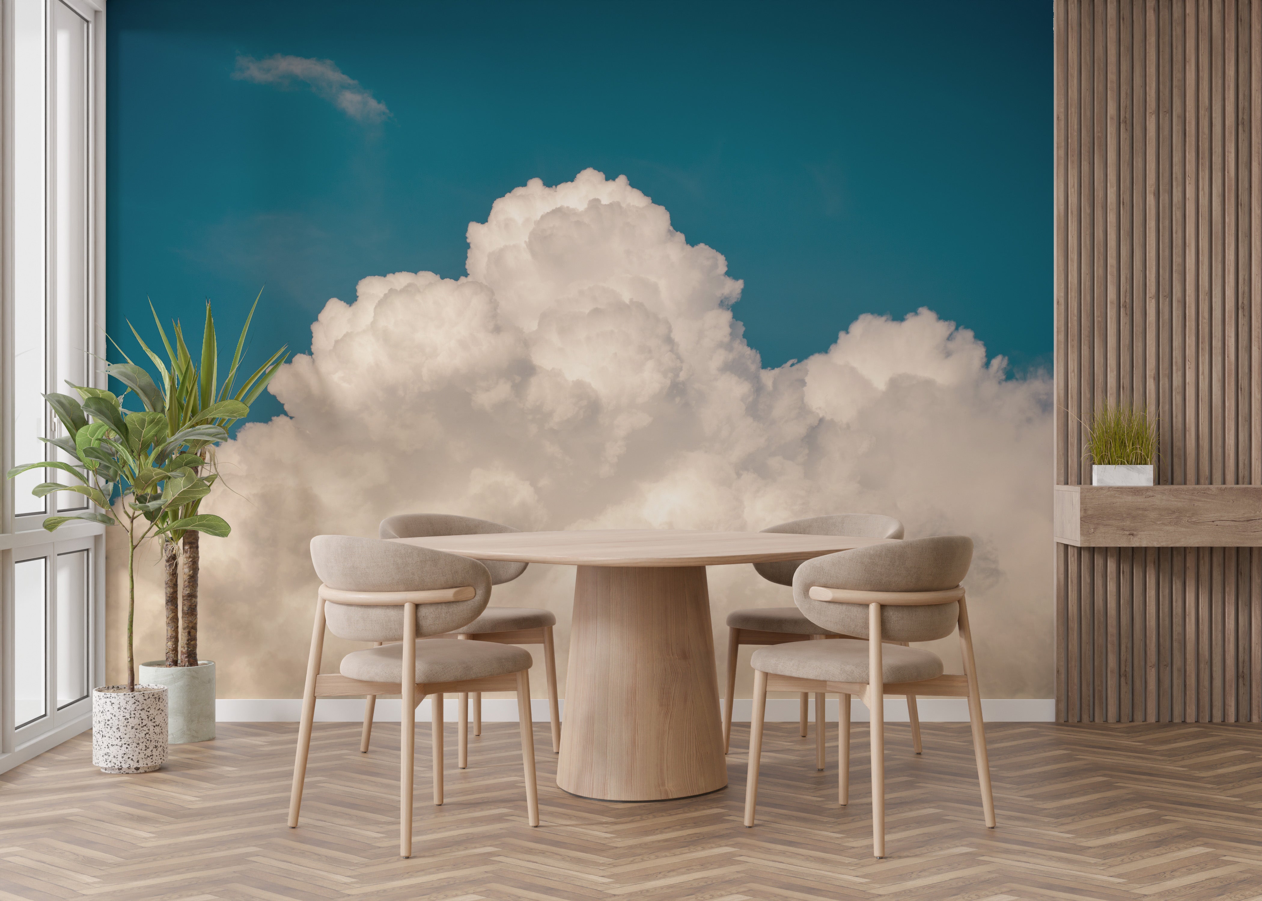 Morning sky with bizarre clouds mural for creative wall decor.
