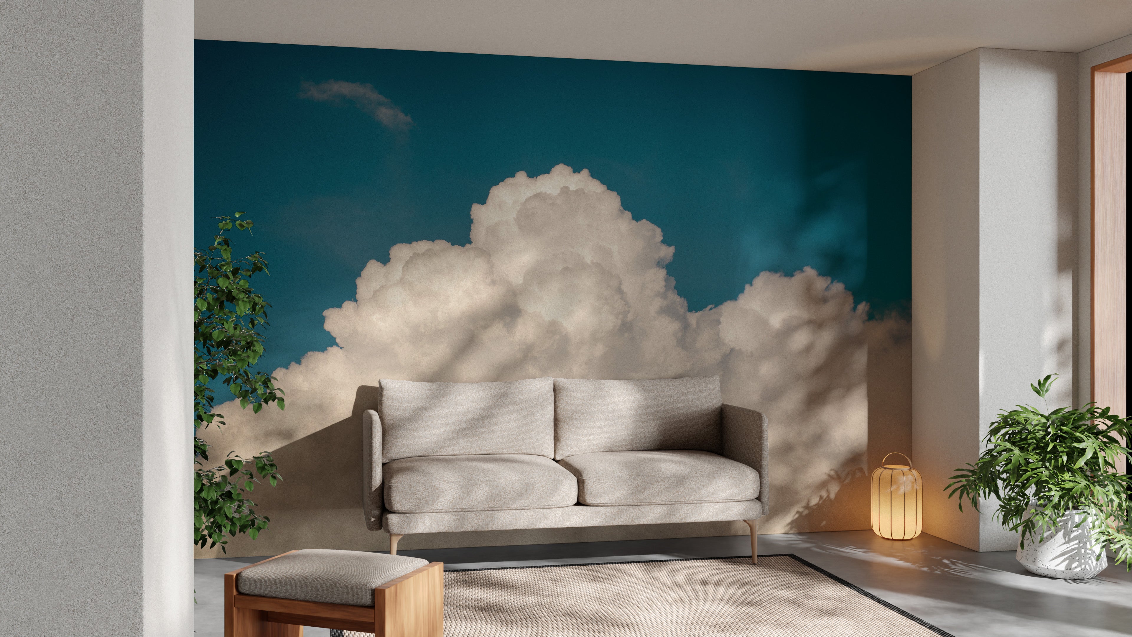 Wall mural featuring a morning sky with artistic bizarre clouds.
