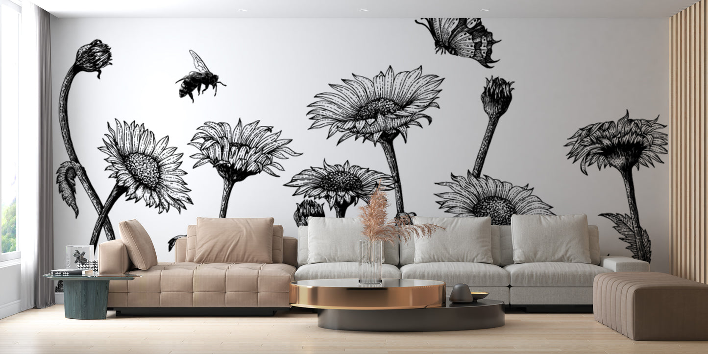 Sketch of Sunflower Field Wall Murals