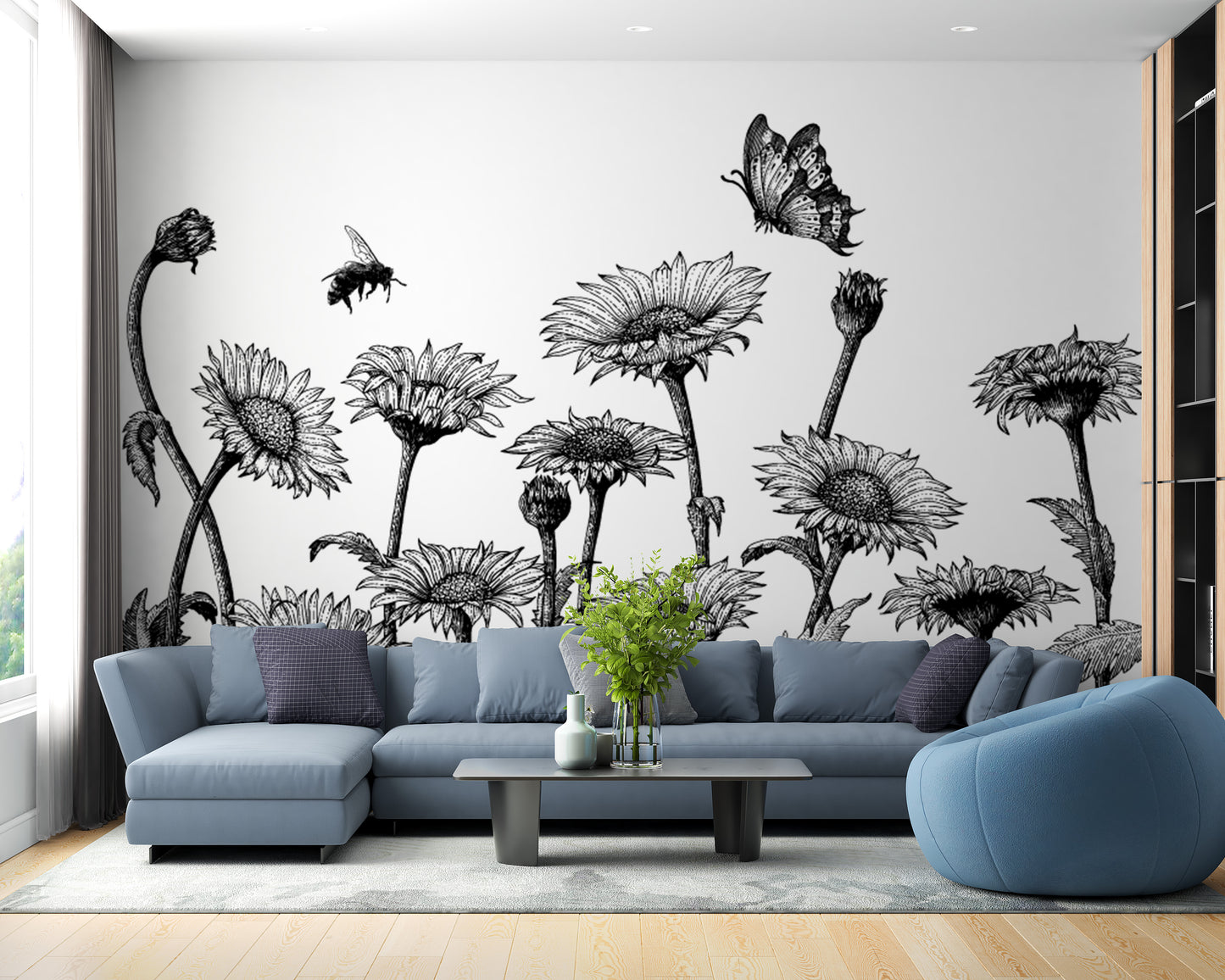 Sketch of Sunflower Field Wall Murals