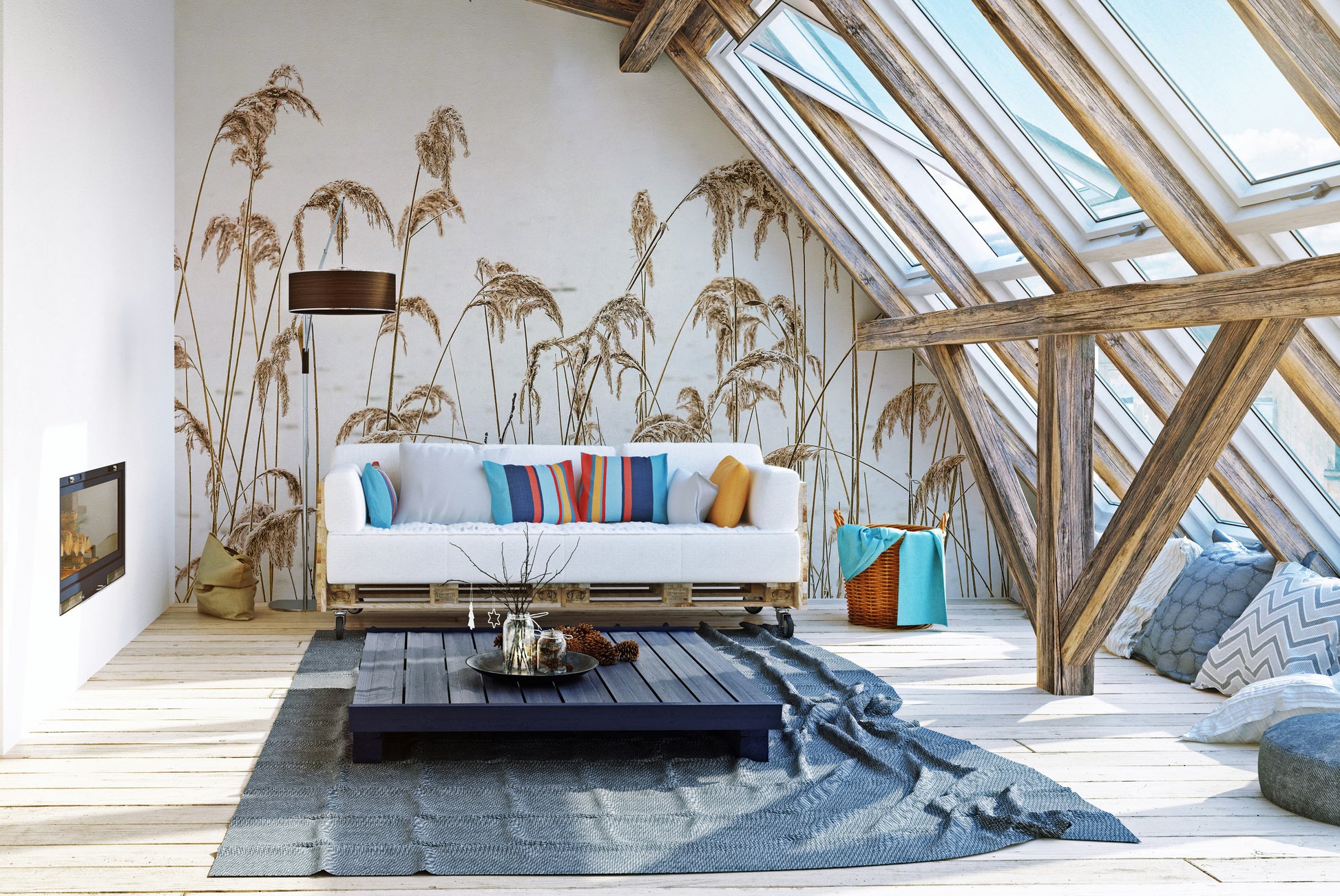 Dried grass wall mural
