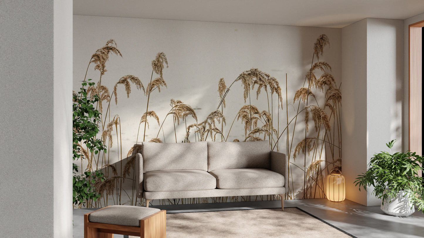 Brown withered grass mural
