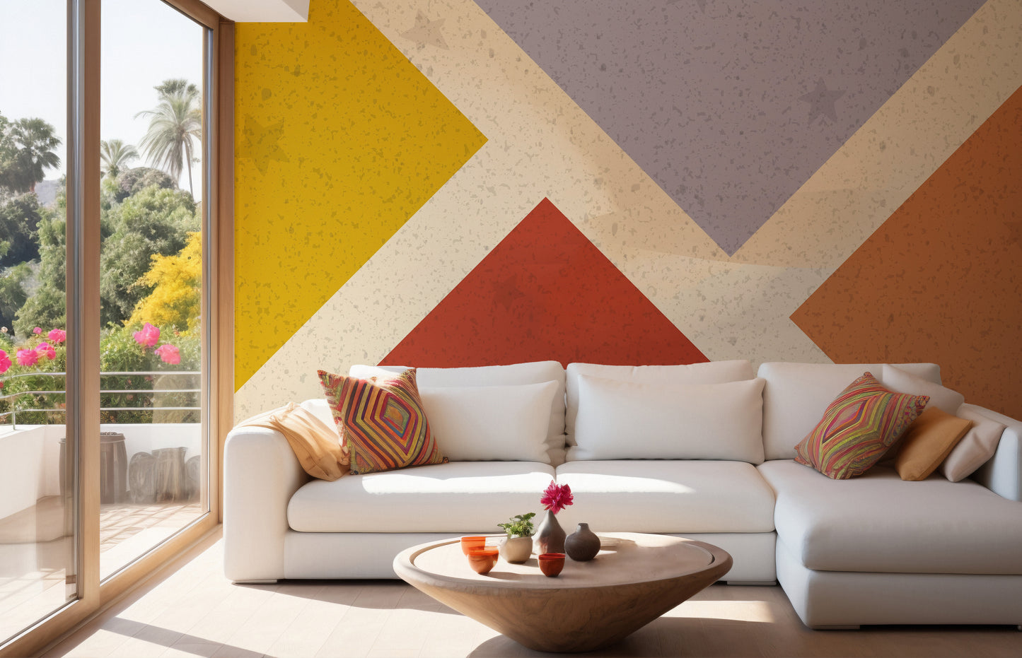 Geometric abstract mural for sophisticated and trendy interiors.
