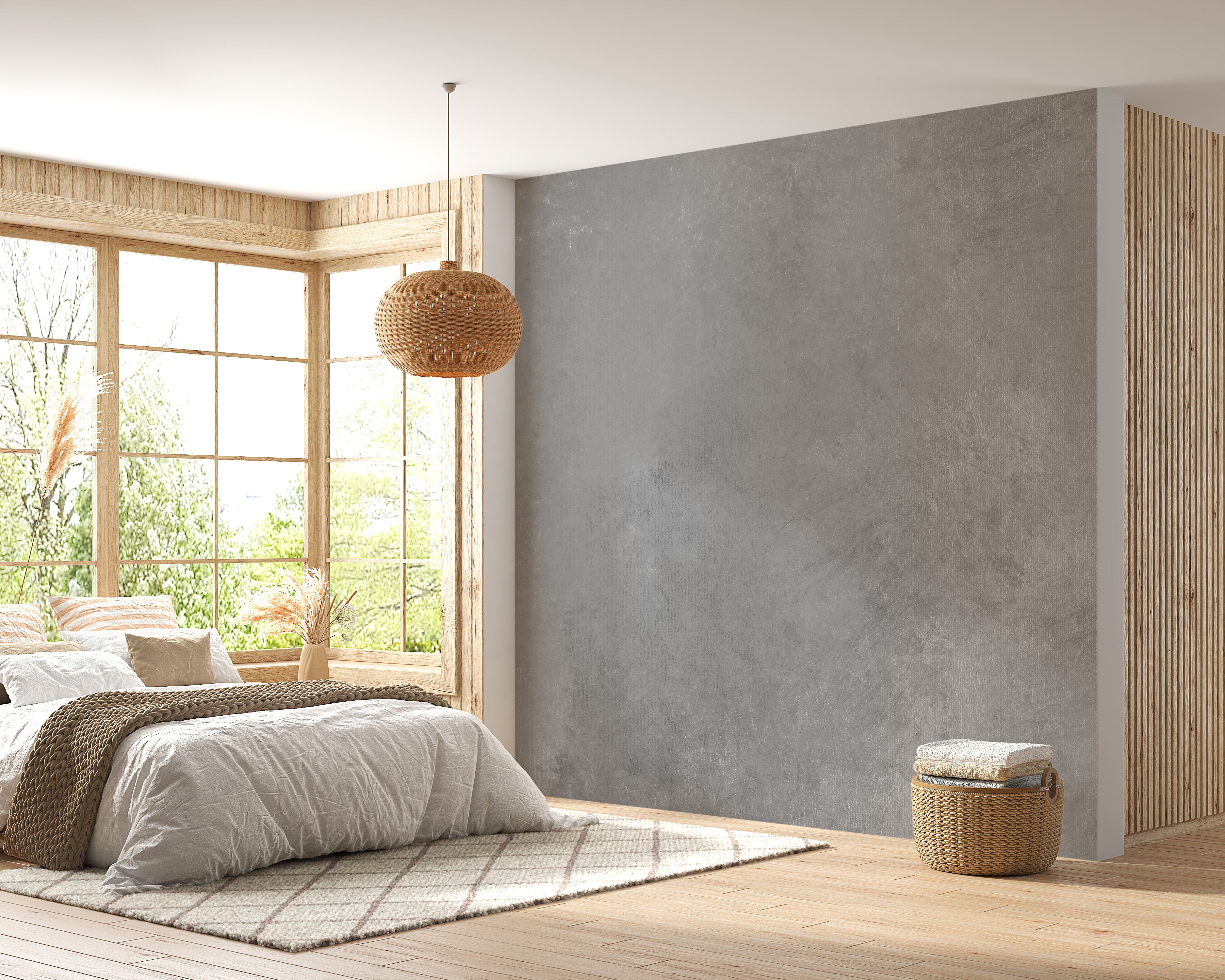 Artistic gray mural with rustic textures for sophisticated walls.
