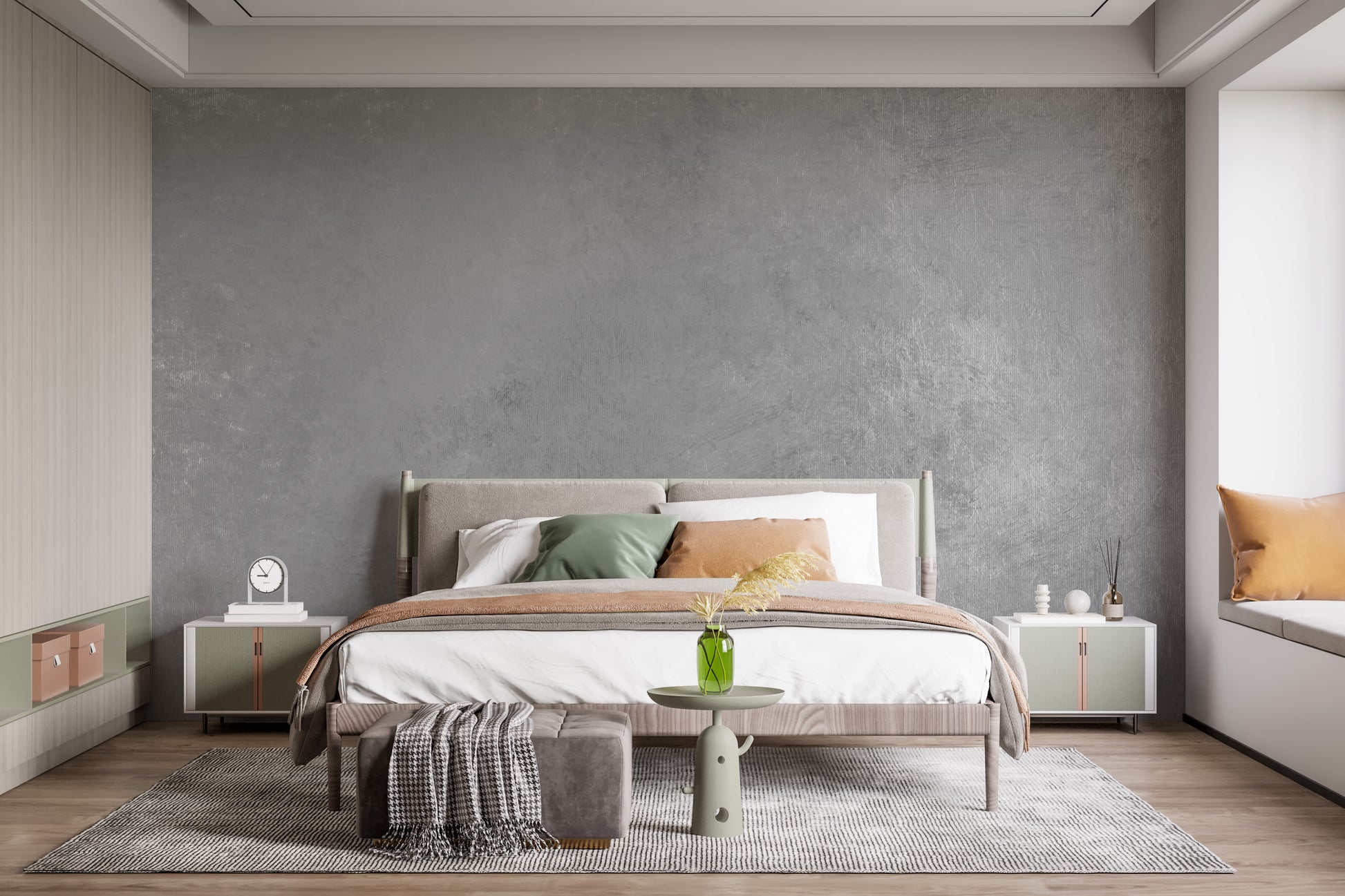 Rustic gray textured mural for elegant and modern interiors.
