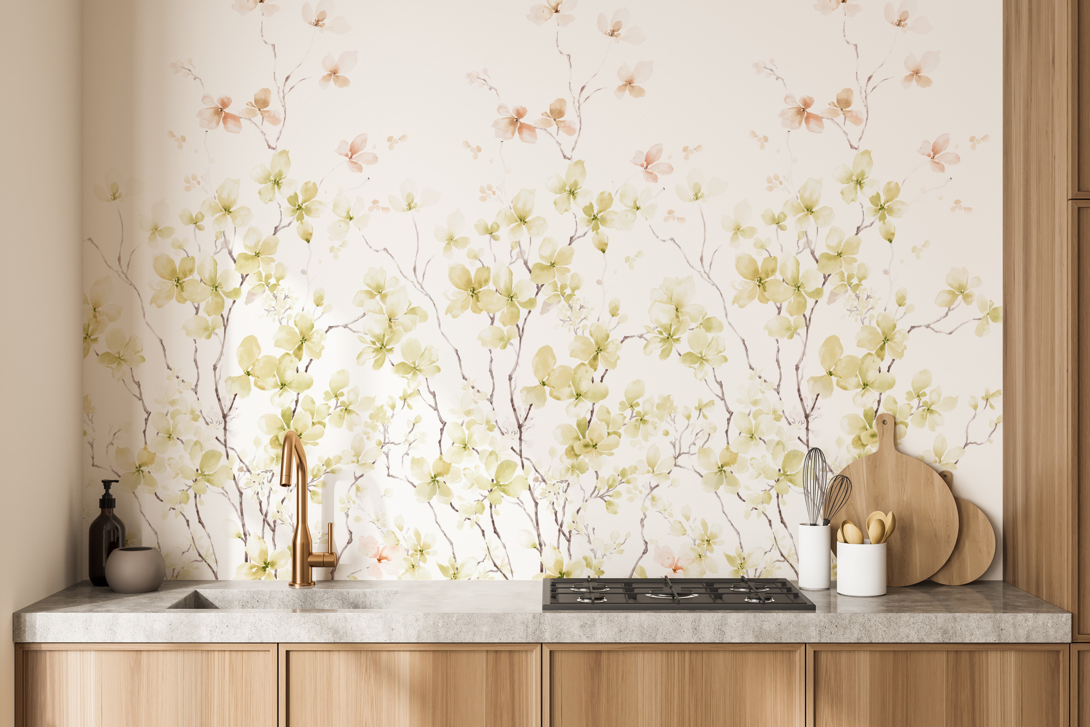 Artistic mural showcasing watercolor florals for decor.
