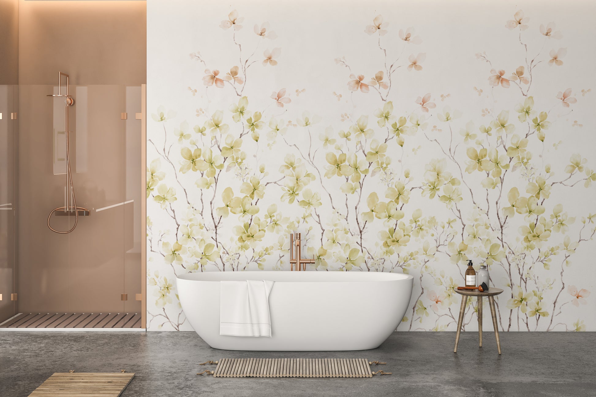 Watercolor floral art mural adding grace to modern spaces.
