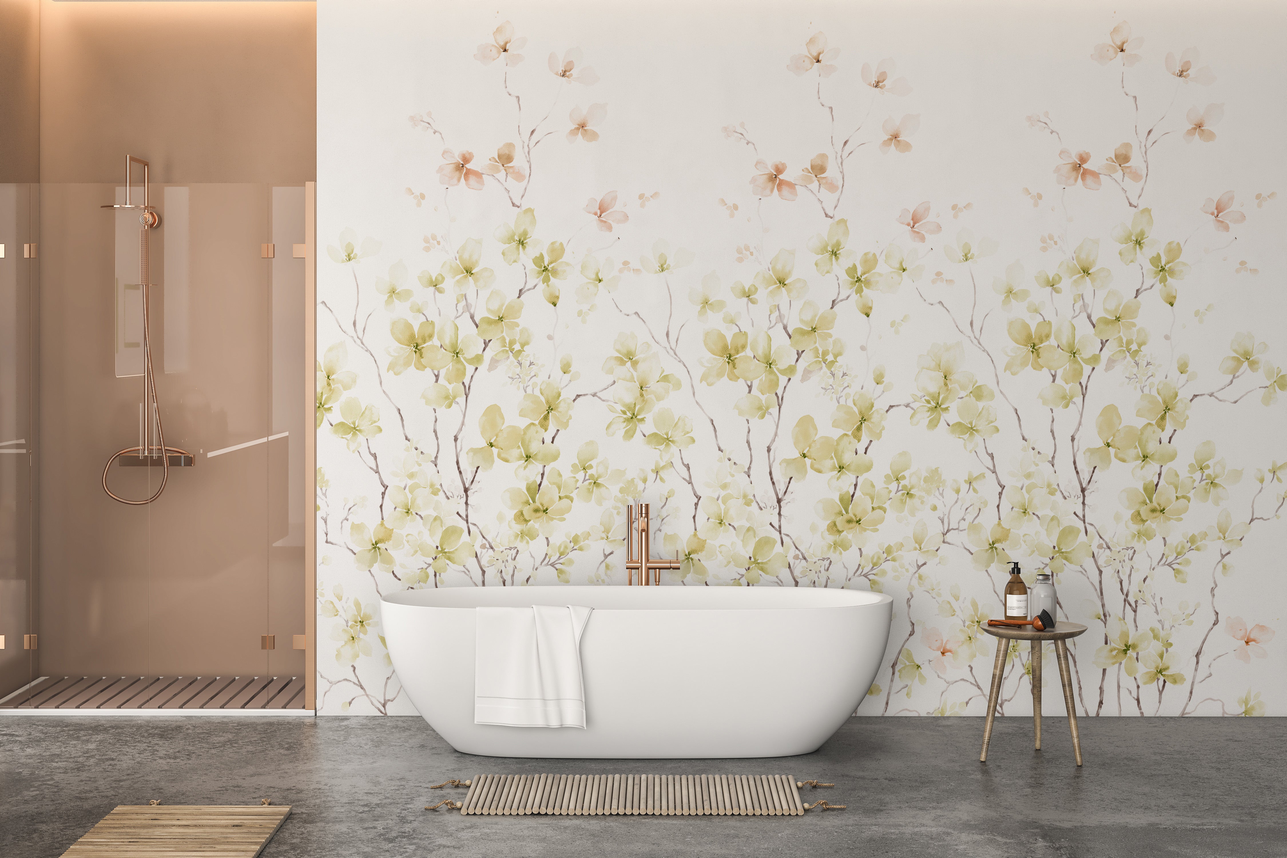 Watercolor floral art mural adding grace to modern spaces.
