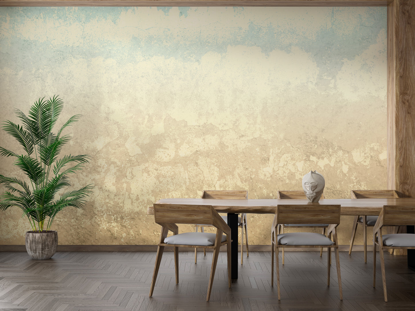 Rustic wall mural showcasing raw concrete textures for decor.
